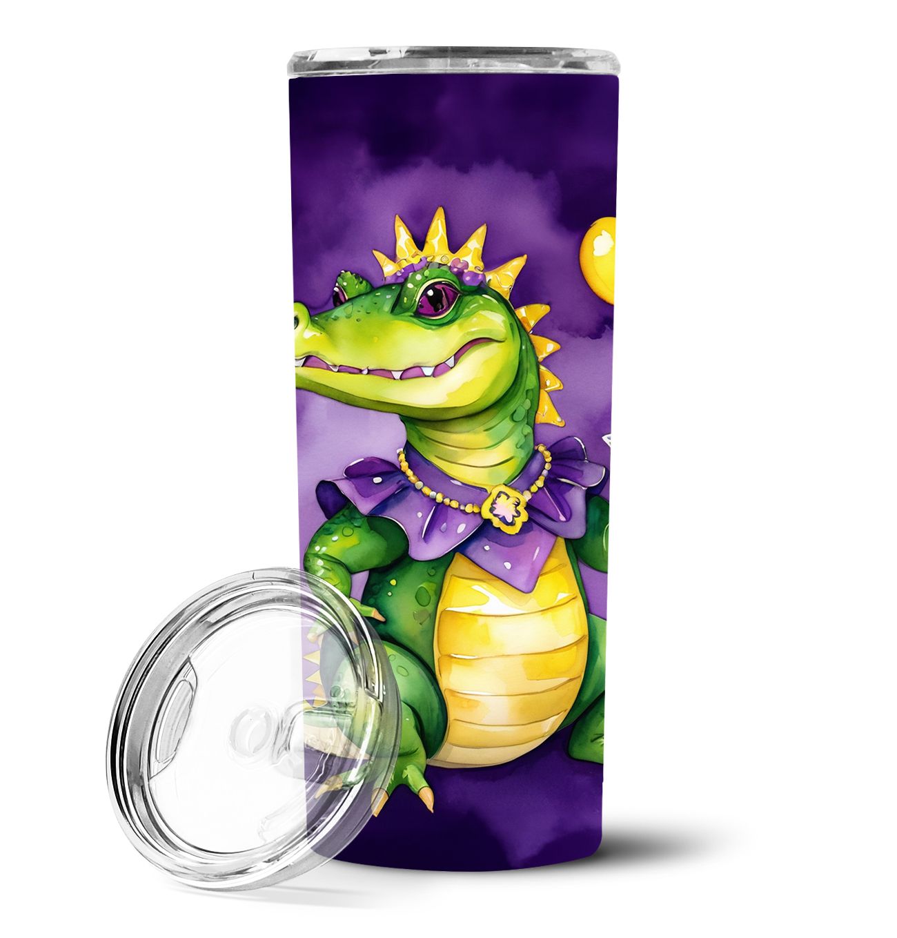 Alligator Mardi Gras Stainless Steel Skinny Tumbler Vacuum Double Walled Reusable Insulated Tumbler Travel Cup for Coffee Cockta