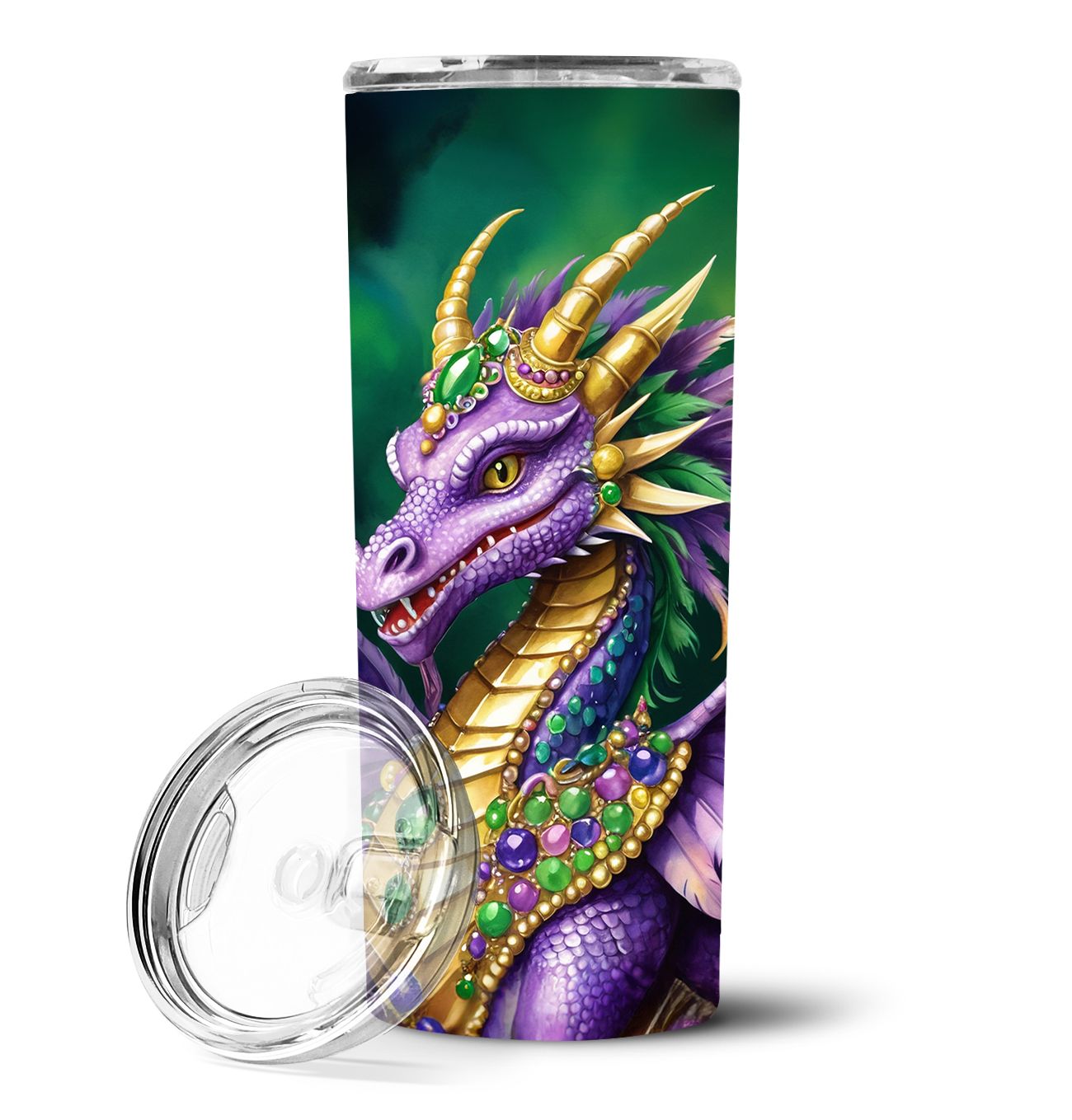Dragon King of Mardi Gras Stainless Steel Skinny Tumbler Vacuum Double Walled Reusable Insulated Tumbler Travel Cup for Coffee C