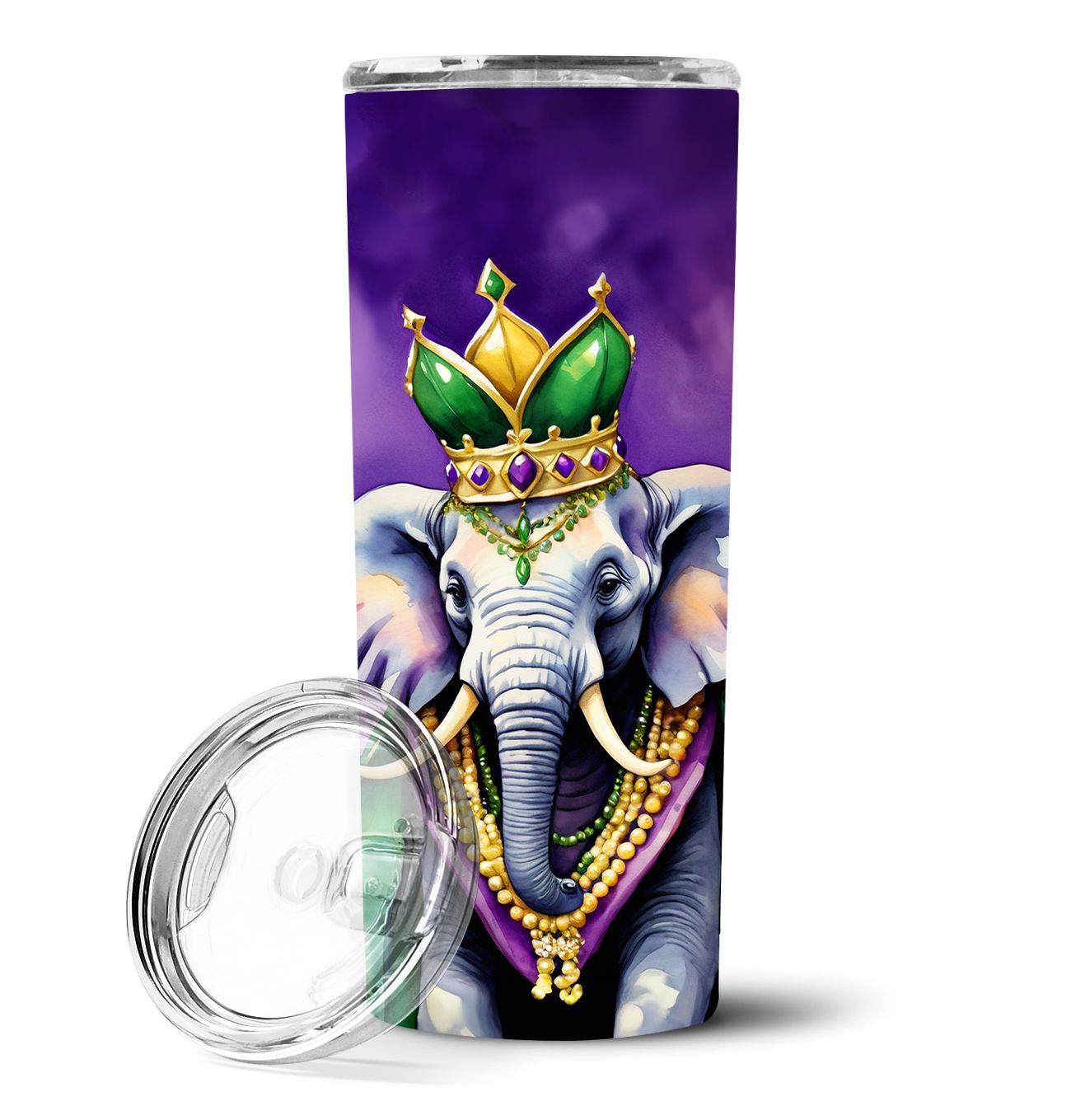 Elephant King of Mardi Gras Stainless Steel Skinny Tumbler Vacuum Double Walled Reusable Insulated Tumbler Travel Cup for Coffee