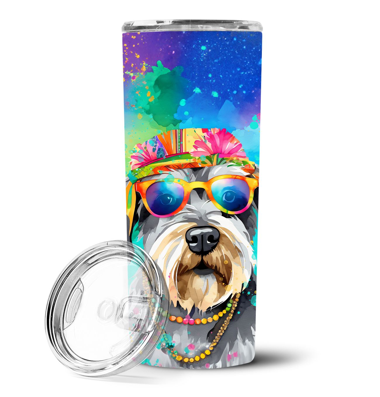 Schnauzer Hippie Dawg Stainless Steel Skinny Tumbler Vacuum Double Walled Reusable Insulated Tumbler Travel Cup for Coffee Cockt