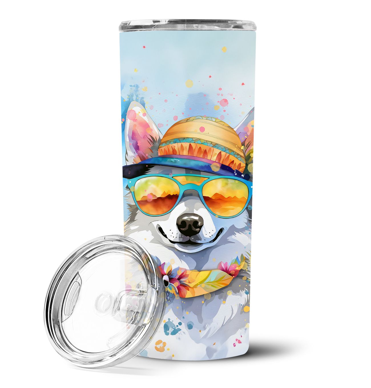 Alaskan Klee Kai Hippie Dawg Stainless Steel Skinny Tumbler Vacuum Double Walled Reusable Insulated Tumbler Travel Cup for Coffe