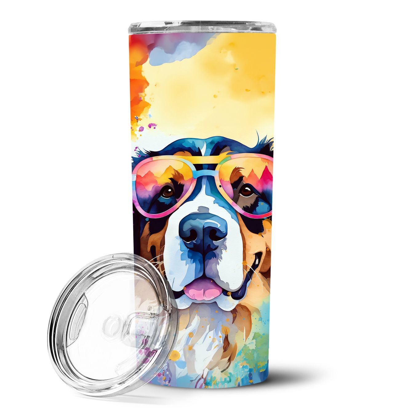 Bernese Mountain Dog Hippie Dawg Stainless Steel Skinny Tumbler Vacuum Double Walled Reusable Insulated Tumbler Travel Cup for C