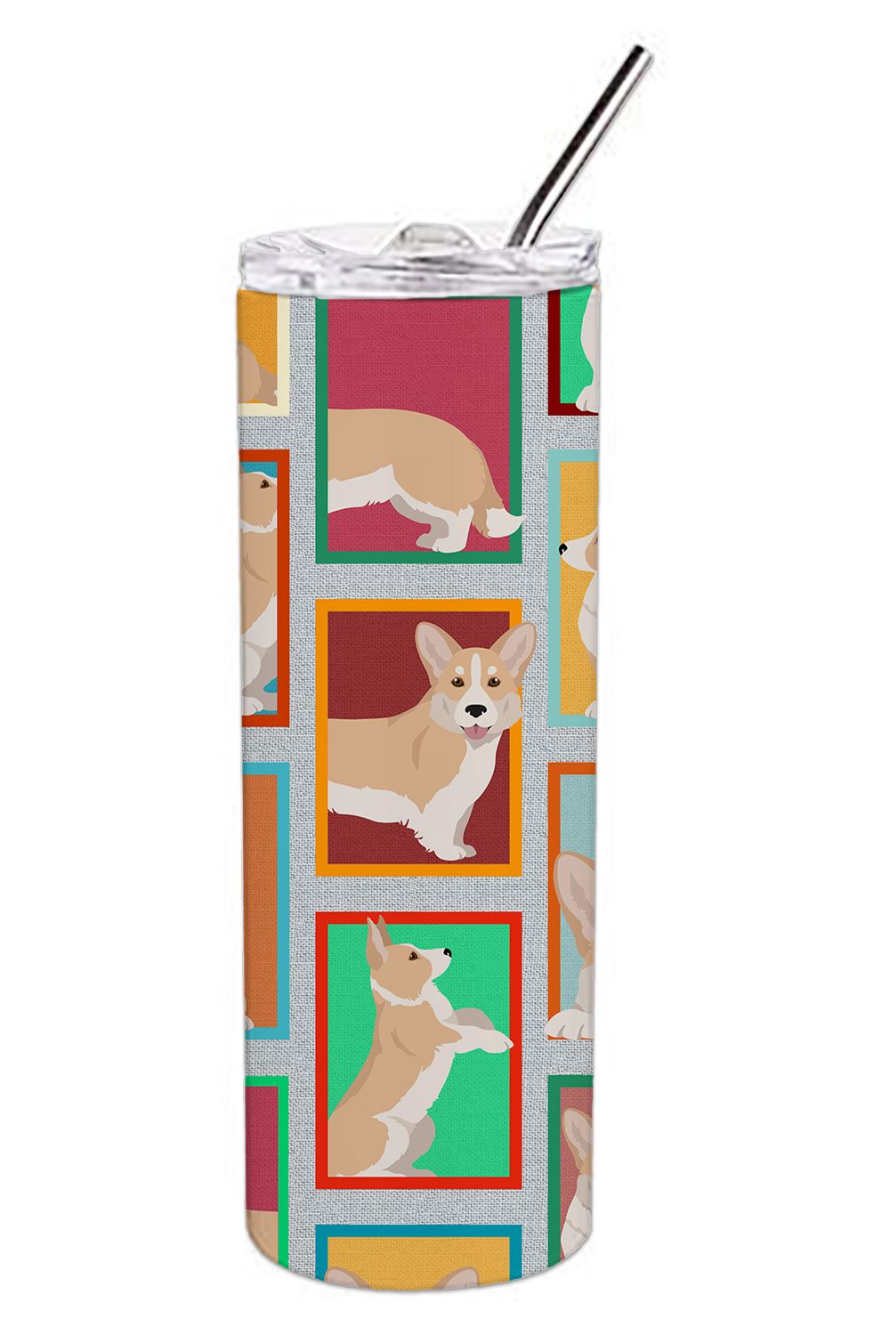 Lots of Fawn Cardigan Corgi Stainless Steel Skinny Tumbler Vacuum Double Walled Reusable Insulated Tumbler Travel Cup for Coffee