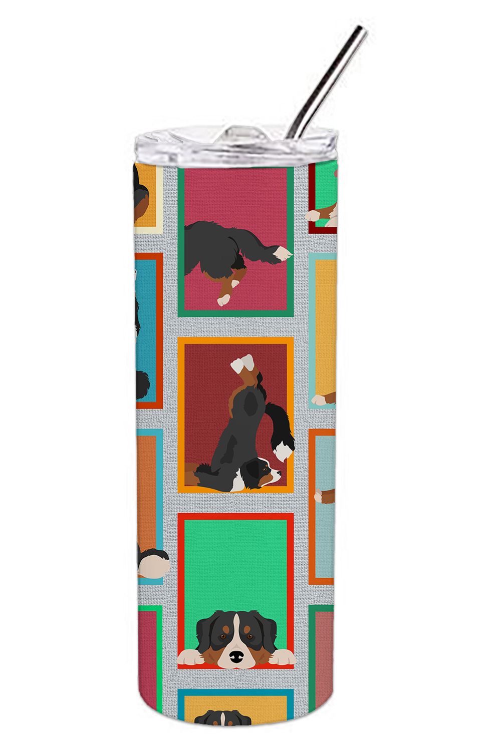 Lots of Bernese Mountain Dog Stainless Steel Skinny Tumbler Vacuum Double Walled Reusable Insulated Tumbler Travel Cup for Coffe