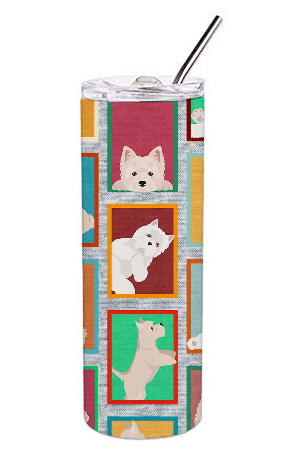 Lots of Westie Stainless Steel Skinny Tumbler Vacuum Double Walled Reusable Insulated Tumbler Travel Cup for Coffee Cocktails Gi