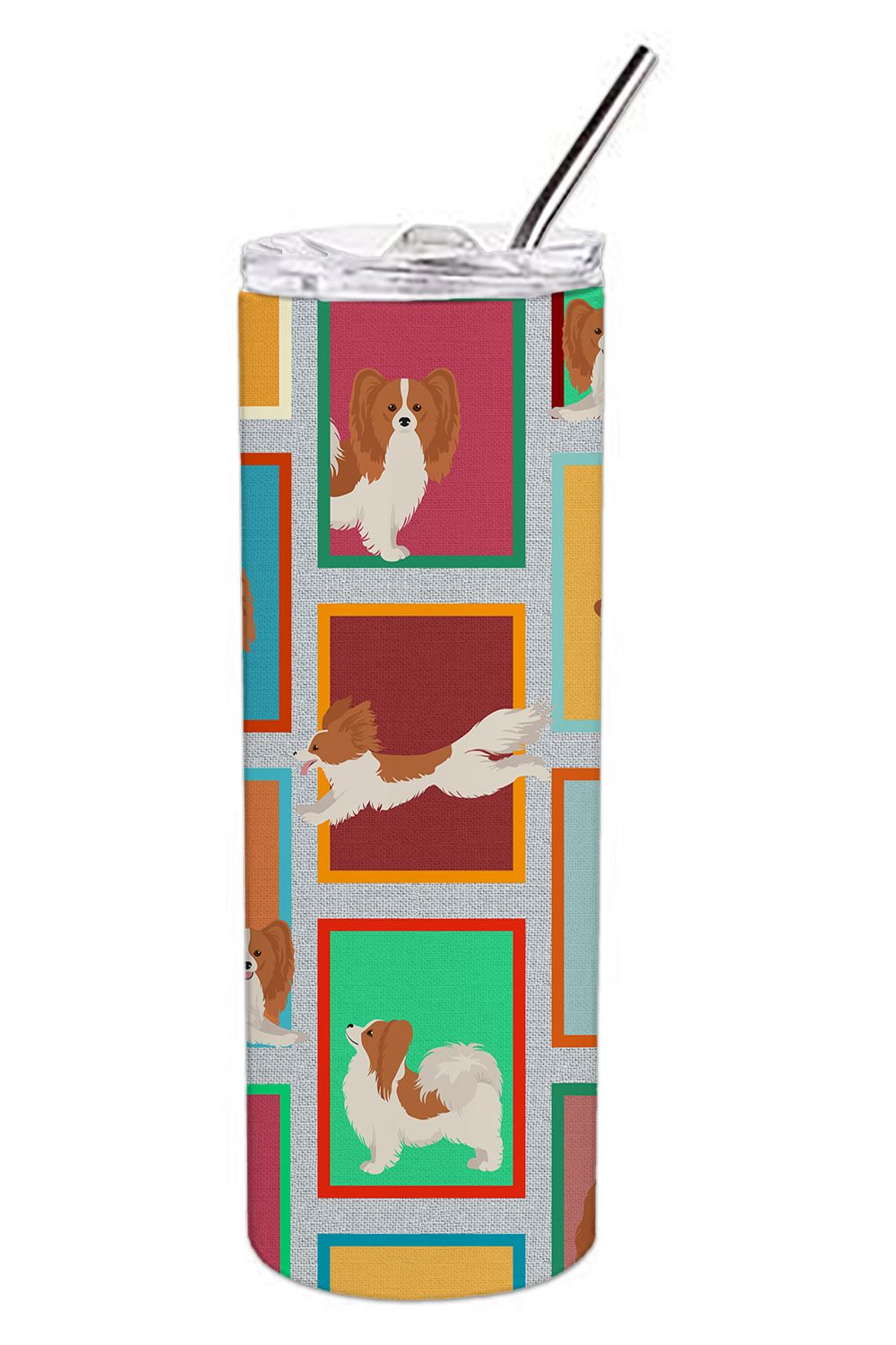 Lots of Red and White Papillon Stainless Steel Skinny Tumbler Vacuum Double Walled Reusable Insulated Tumbler Travel Cup for Cof