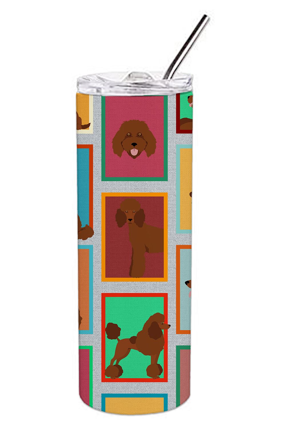 Lots of Chocolate Standard Poodle Stainless Steel Skinny Tumbler Vacuum Double Walled Reusable Insulated Tumbler Travel Cup for 