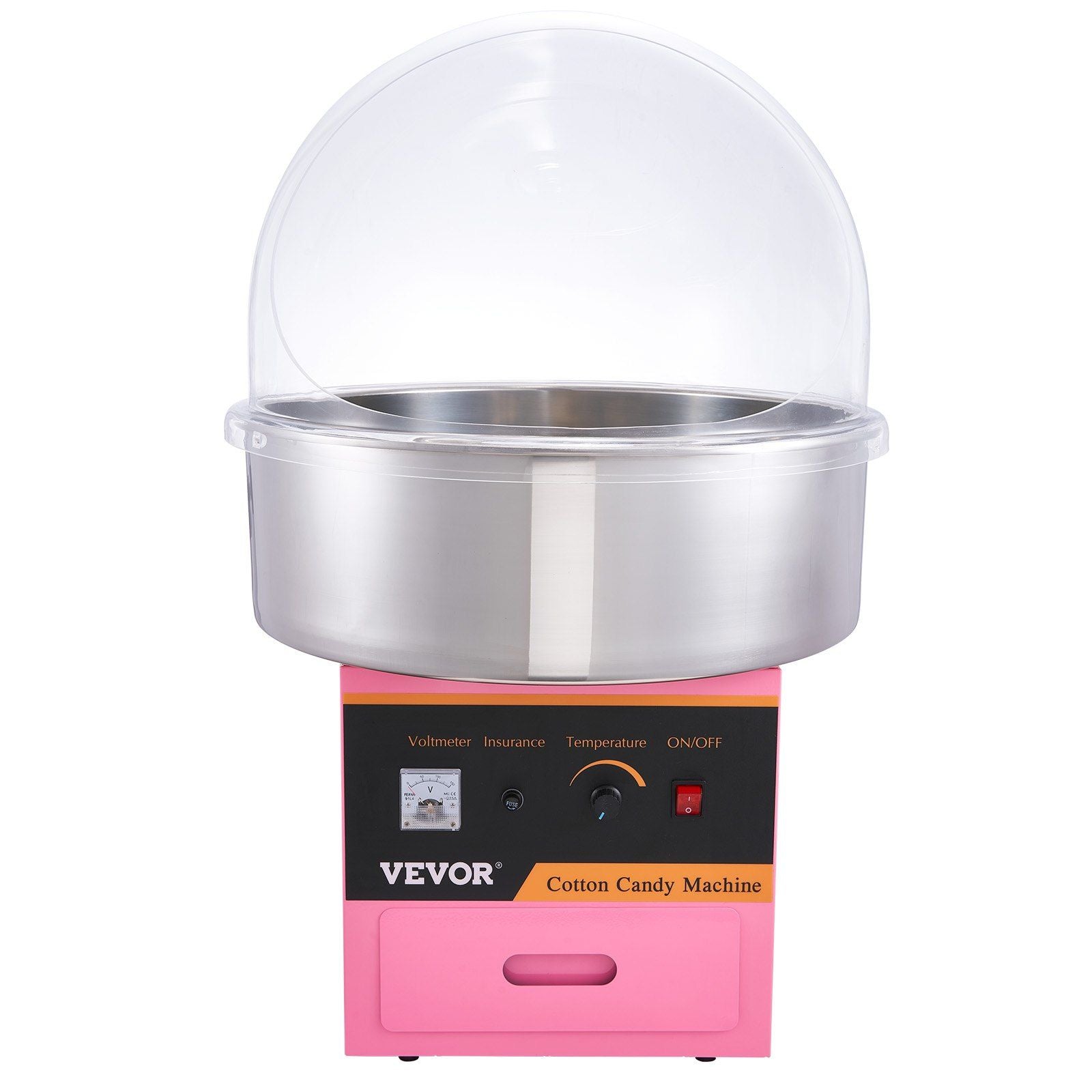 VEVOR Electric Cotton Candy Machine, 1000W Candy Floss Maker, Commercial Cotton Candy Machine with Stainless Steel Bowl, Sugar S