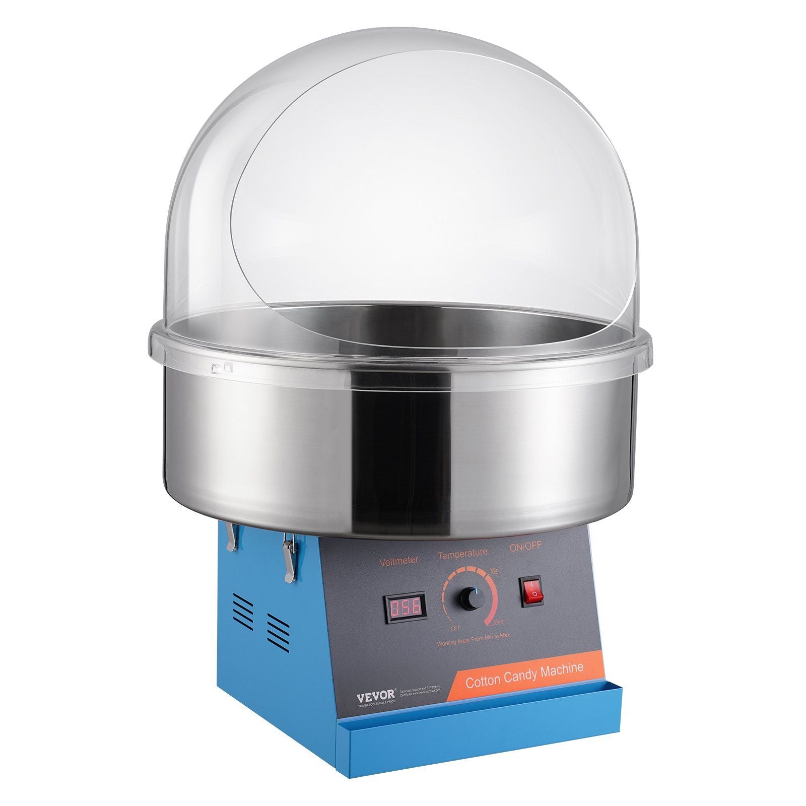 VEVOR Electric Cotton Candy Machine, 1000W Candy Floss Maker, Commercial Cotton Candy Machine with Cover, Stainless Steel Bowl, 