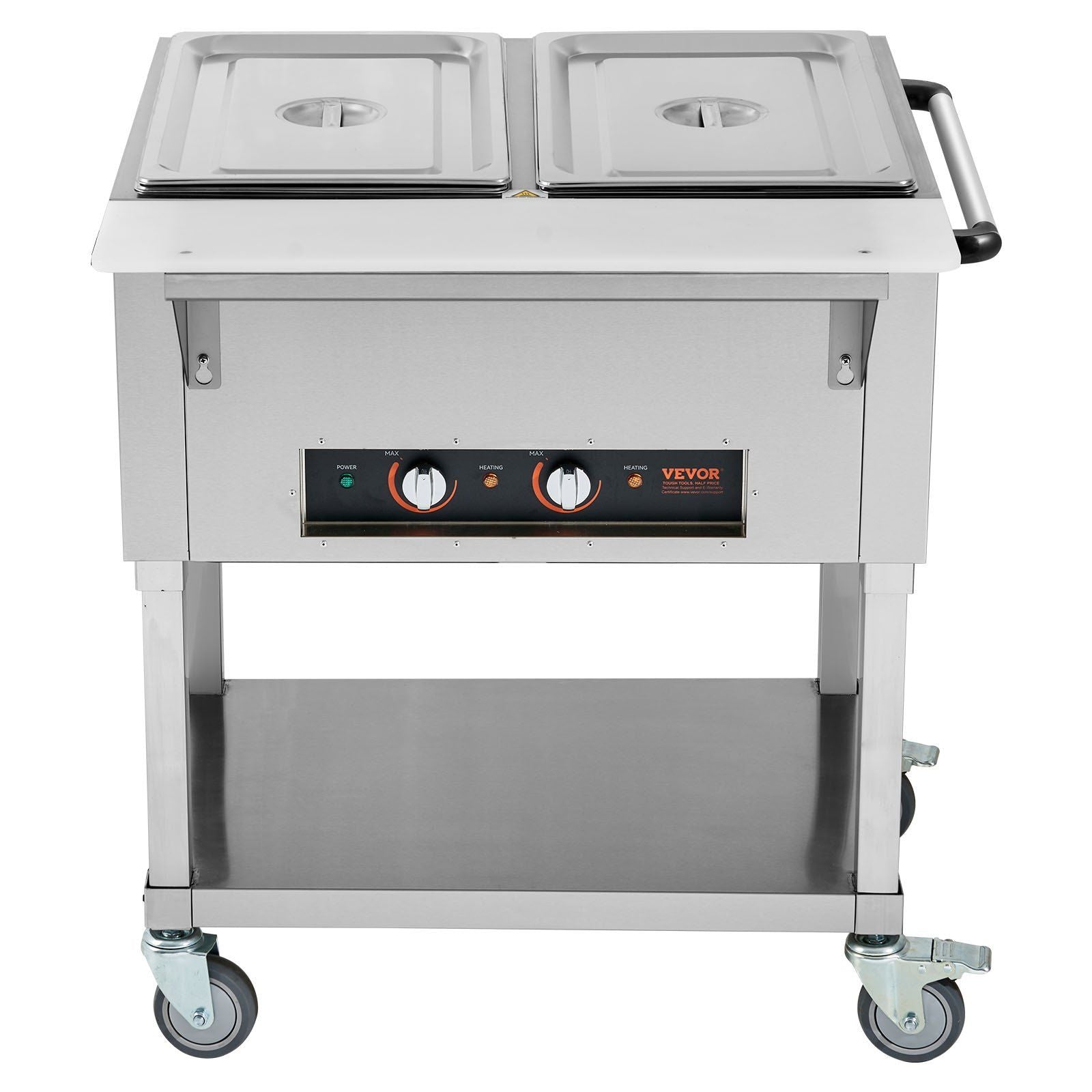 VEVOR 2-Pan Commercial Food Warmer, 2 x 20.6QT Electric Steam Table, 1000W Professional Buffet Catering Food Warmer with 4 Wheel