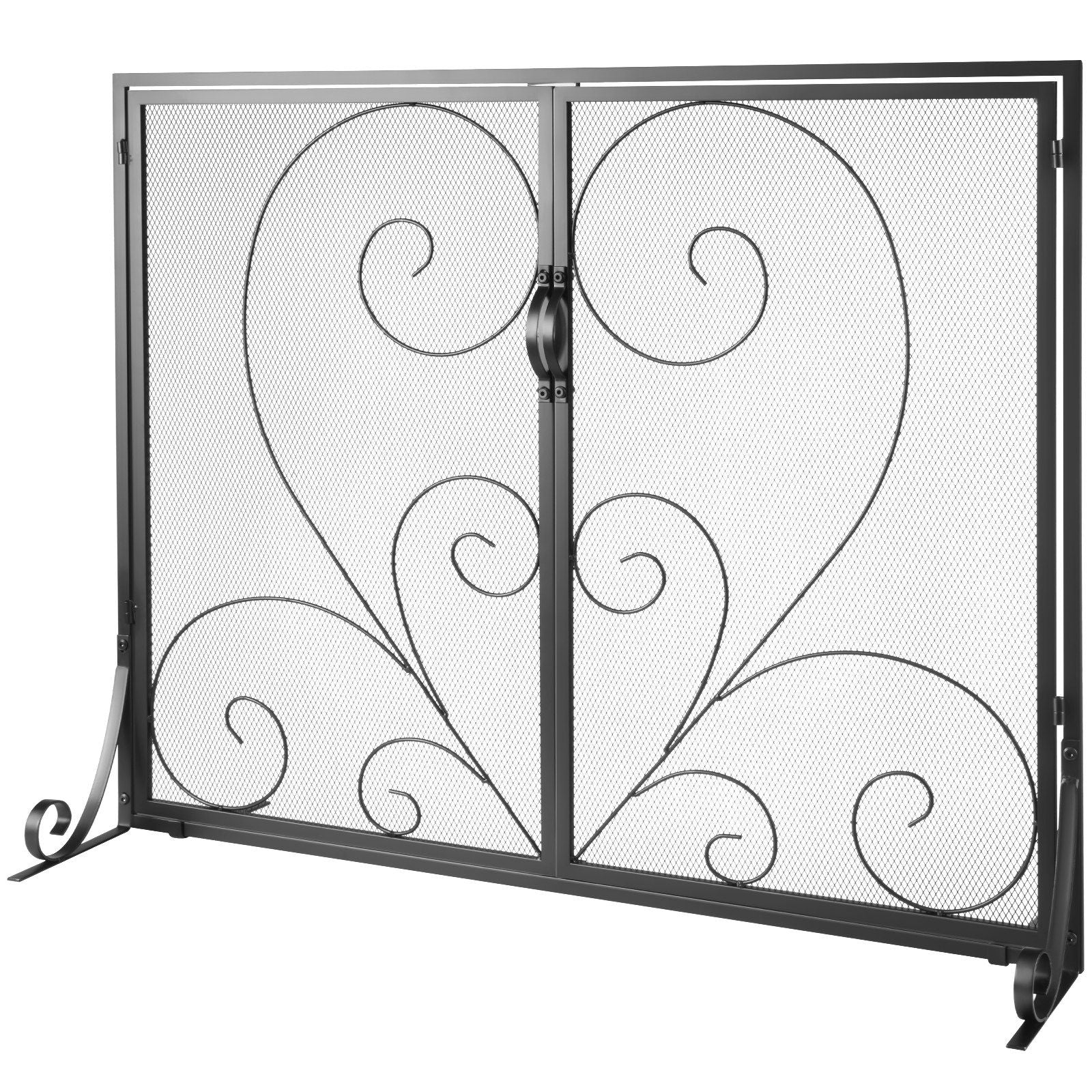 VEVOR Fireplace Screen 1 Panel with Door, Sturdy Iron Mesh Fireplace Screen, 39(L) x31.6(H) Spark Guard Cover, Simple Installati