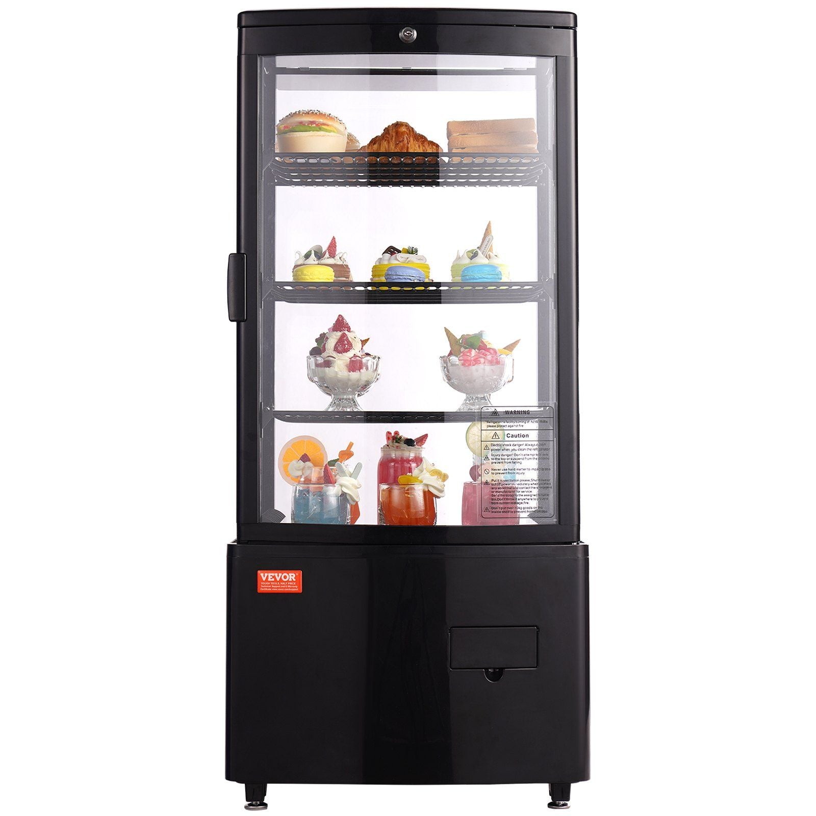 VEVOR Refrigerated Display Case, 3 Cu.Ft./85L Countertop Pastry Display Case, 3-Tier Commercial Display Refrigerator with LED Li