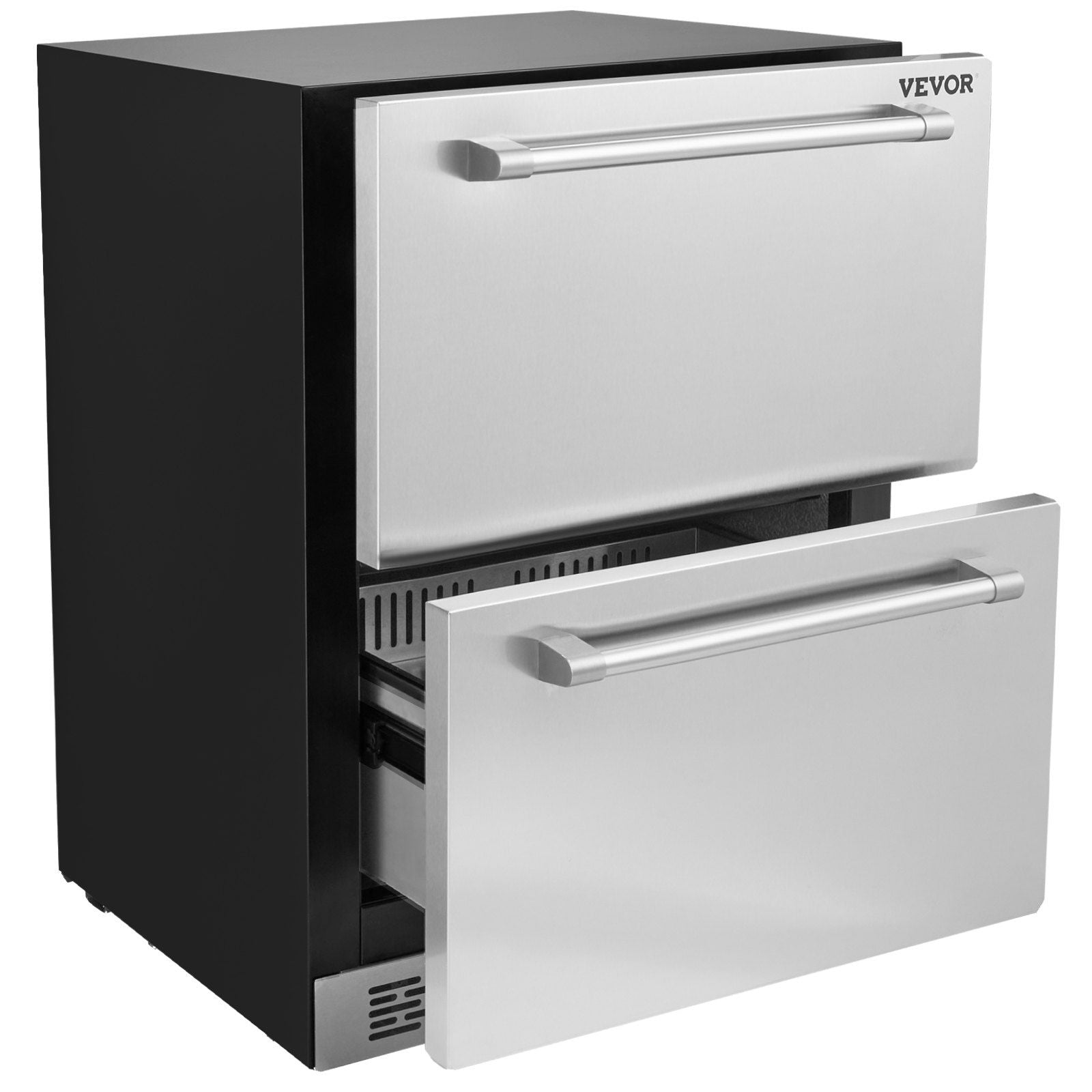 VEVOR 24 Undercounter Refrigerator, 2 Drawer Built-in Beverage Refrigerator with Touch Panel, 5.12 Cu.ft. Capacity, Waterproof I