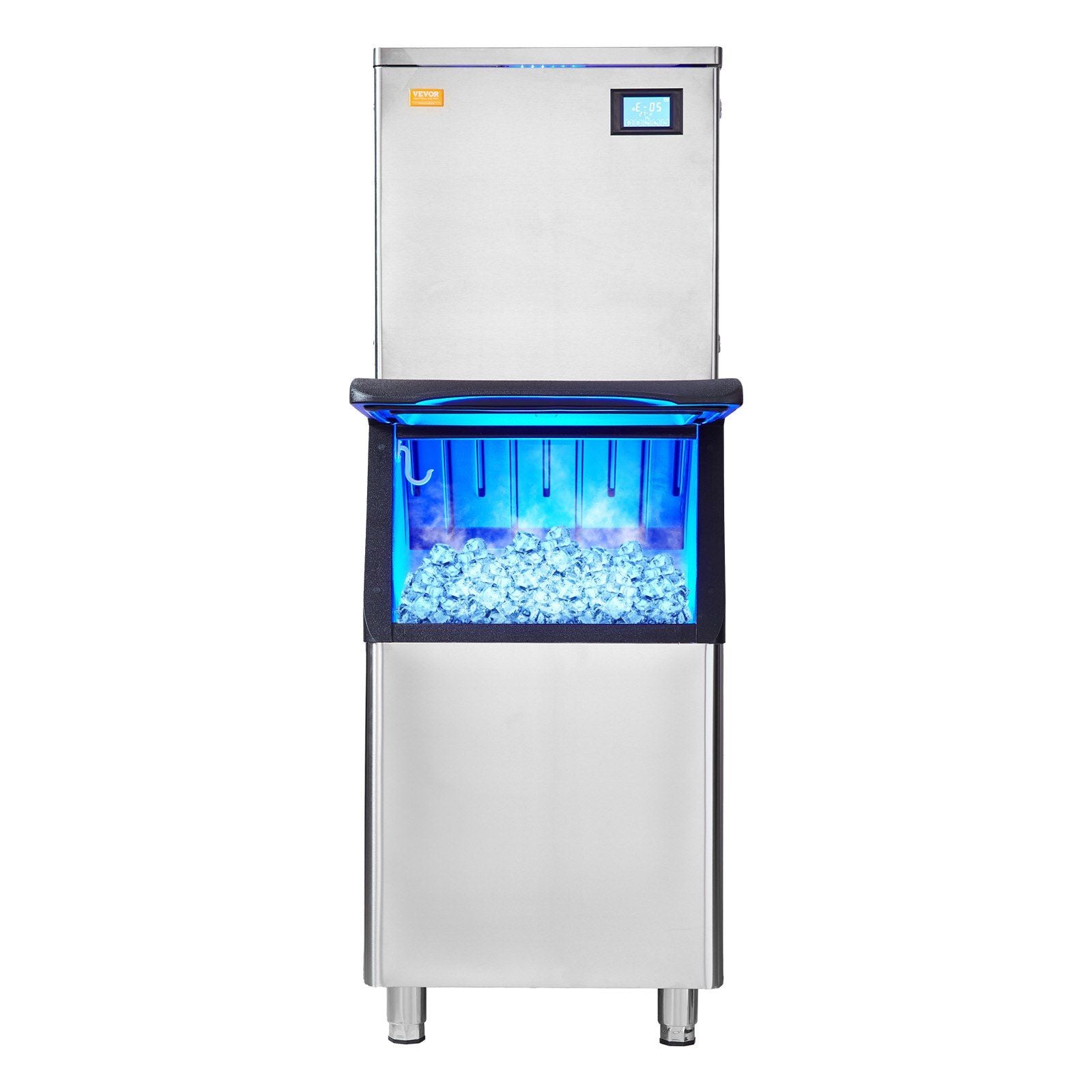 VEVOR Commercial Ice Maker, 450LBS/24H Ice Making Machine with 330.7LBS Large Storage Bin, 1000W Auto Self-Cleaning Ice Maker Ma