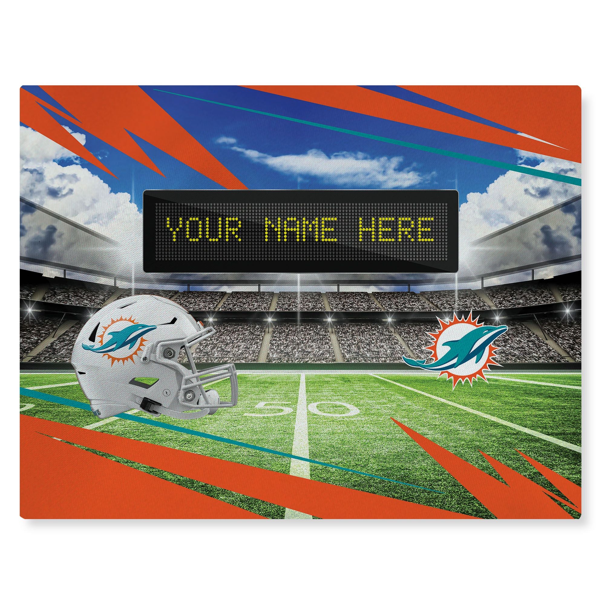 [Personalization Only] Official NFL Dolphins - 62 x 84 Personalized Washable Rug