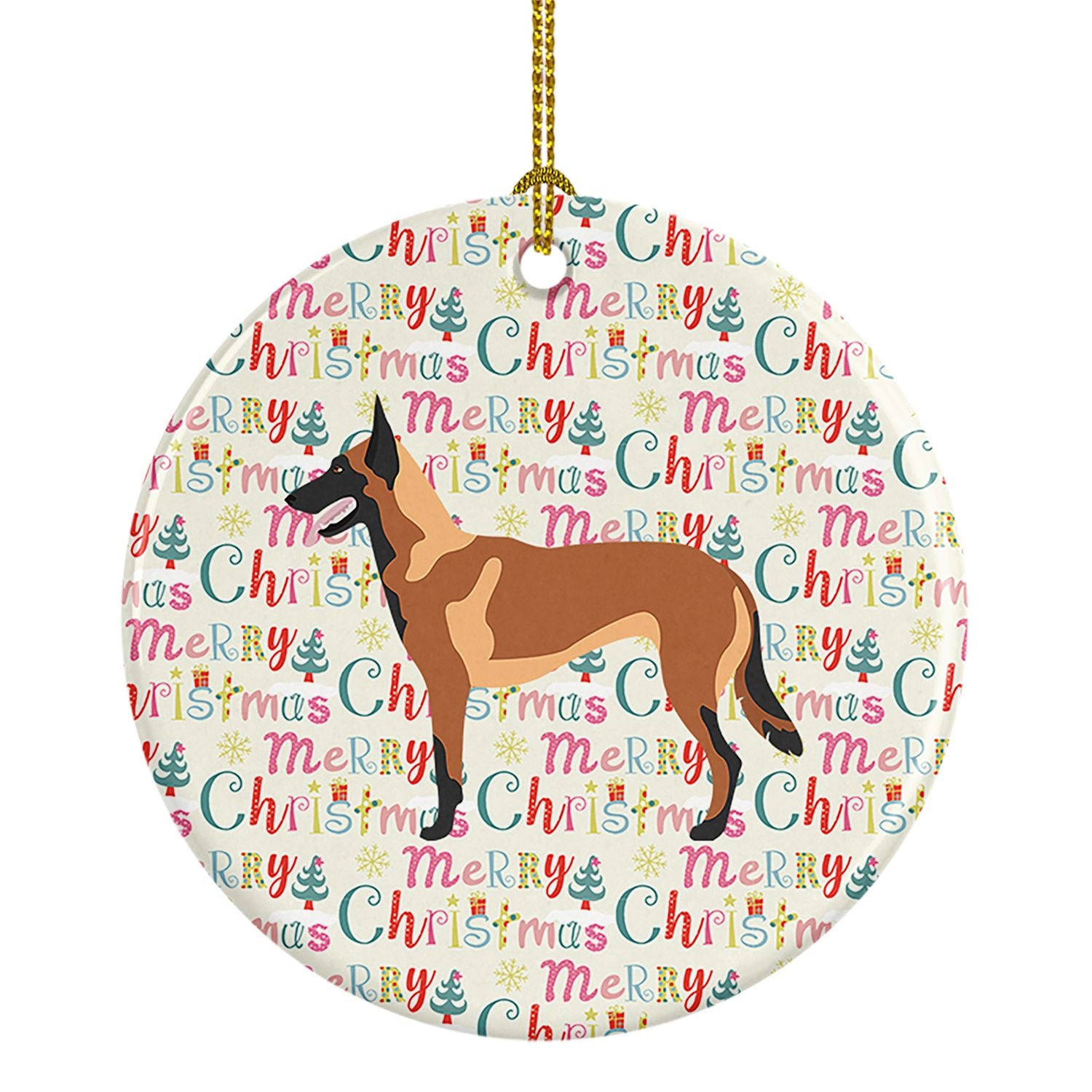 Malinois Belgian Shepherd Ceramic Ornament Christmas Tree Hanging Decorations for Home Christmas Holiday, Party, Gift, 3 in, Mul