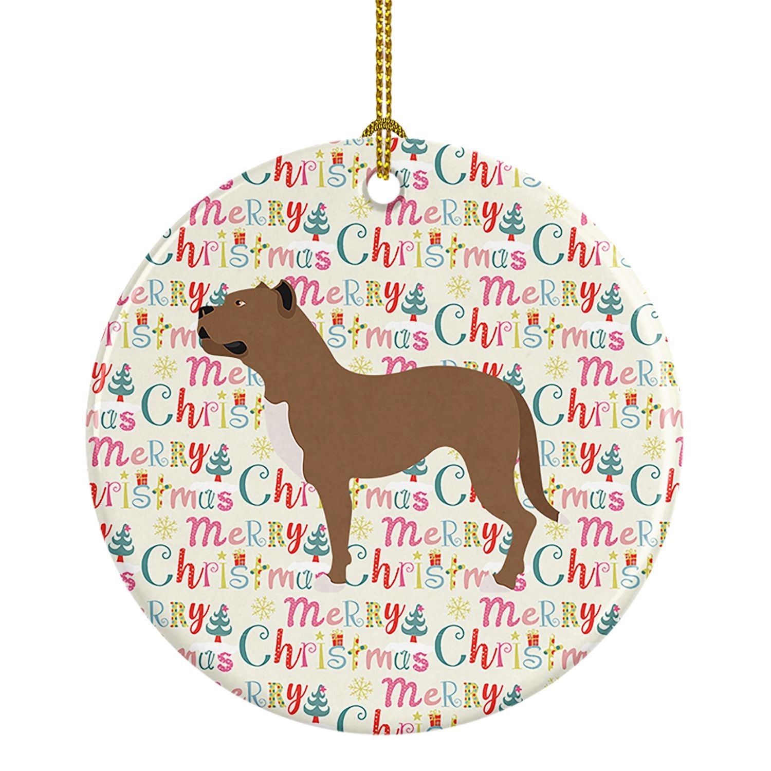 Perro de Presa Canario Ceramic Ornament Christmas Tree Hanging Decorations for Home Christmas Holiday, Party, Gift, 3 in, Multic
