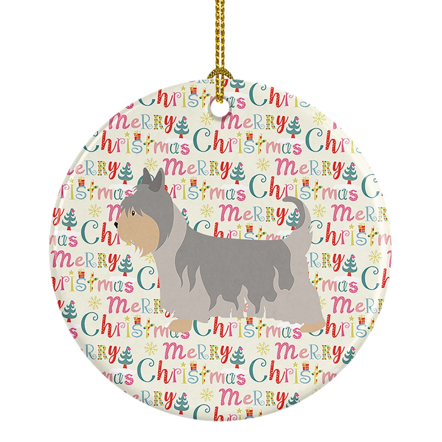 Australian Silky Terrier Merry Christmas Ceramic Ornament Christmas Tree Hanging Decorations for Home Christmas Holiday, Party, 