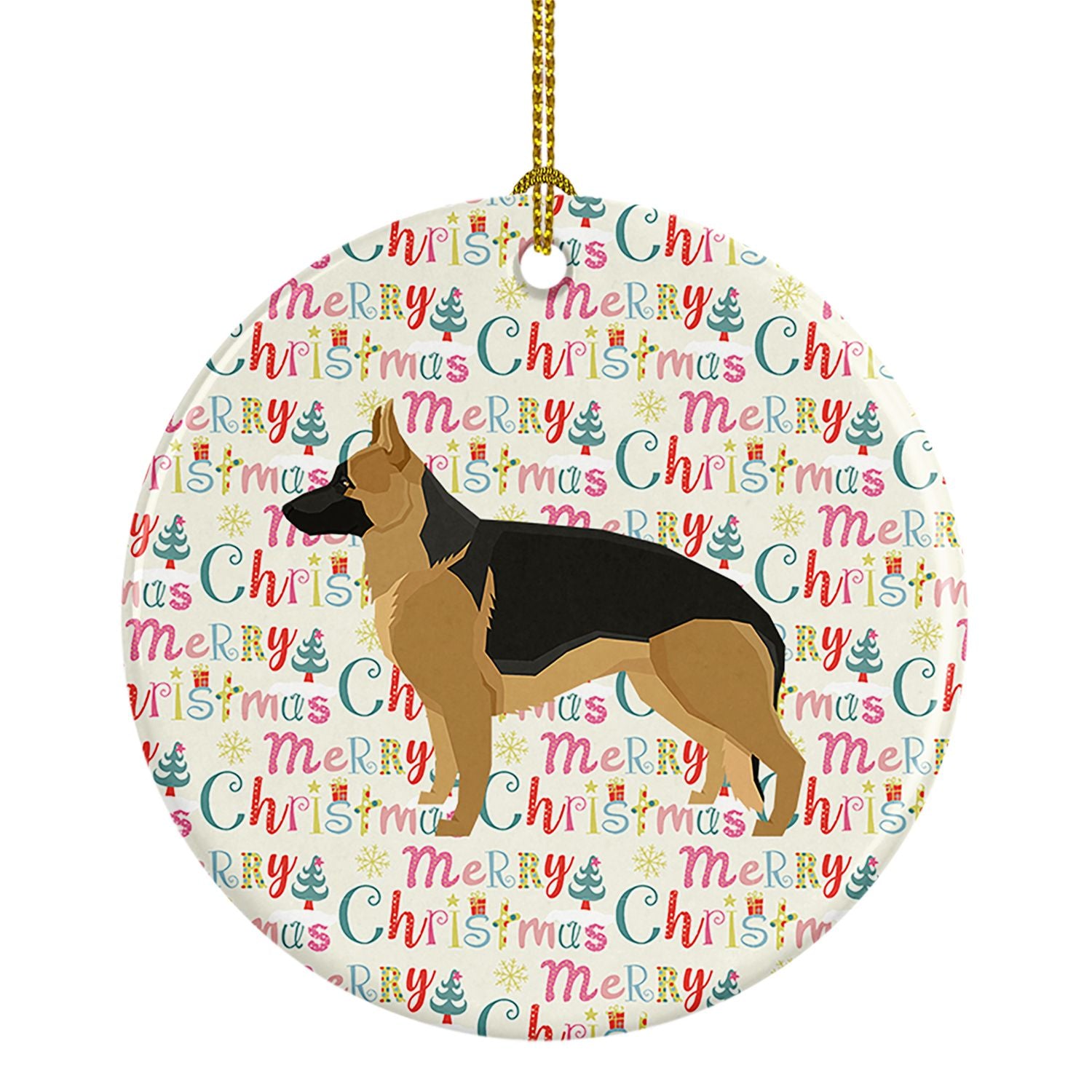 German Shepherd Merry Christmas Ceramic Ornament Christmas Tree Hanging Decorations for Home Christmas Holiday, Party, Gift, 3 i