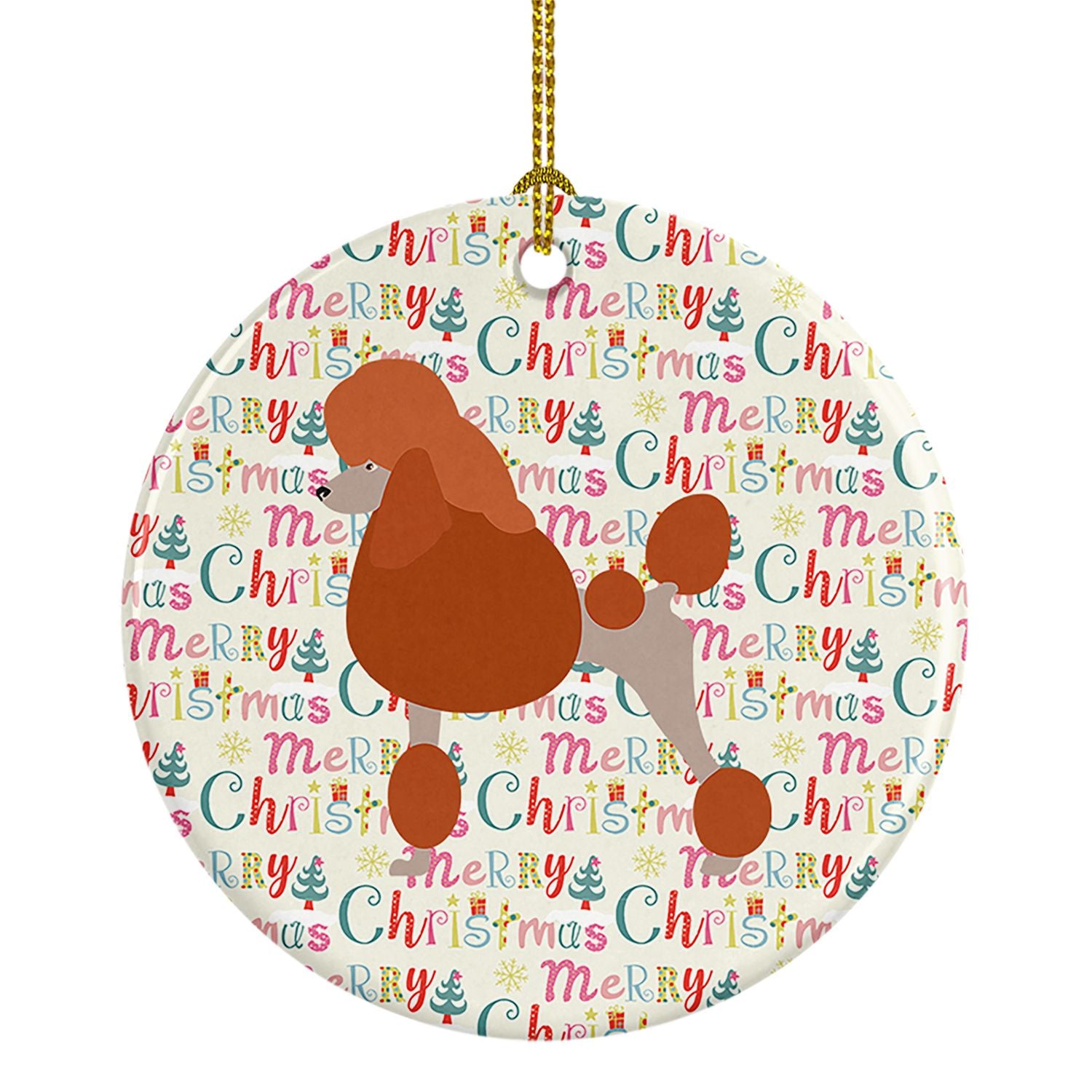 Royal Poodle Merry Christmas Ceramic Ornament Christmas Tree Hanging Decorations for Home Christmas Holiday, Party, Gift, 3 in, 