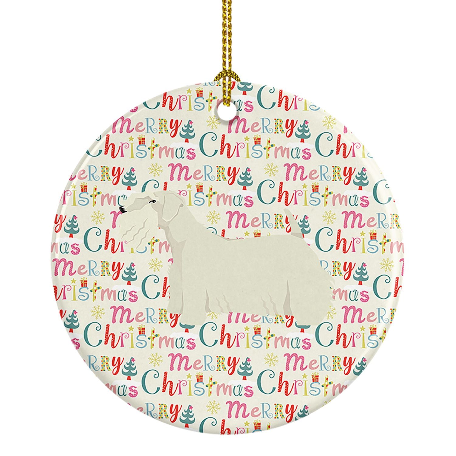 Sealyham Terrier Merry Christmas Ceramic Ornament Christmas Tree Hanging Decorations for Home Christmas Holiday, Party, Gift, 3 