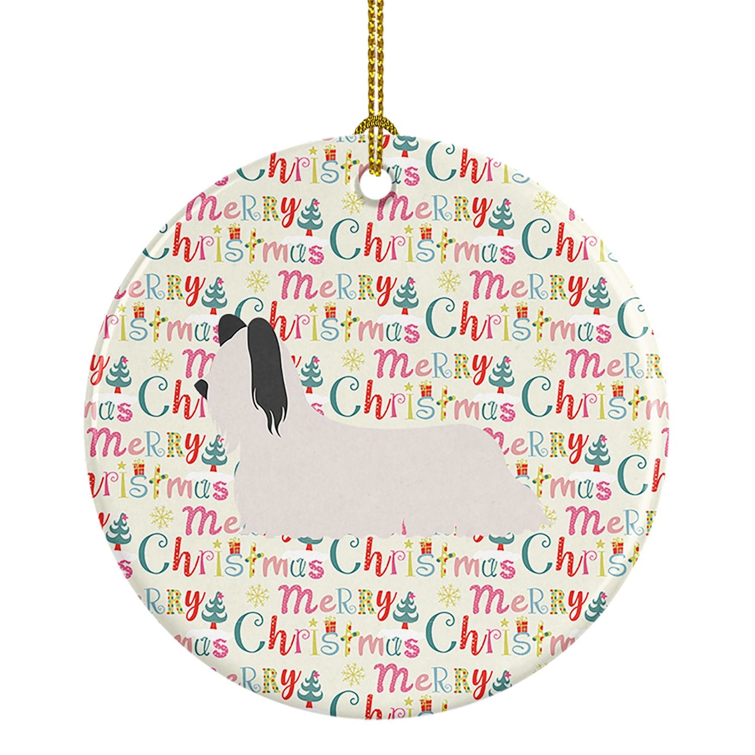 Skye Terrier Merry Christmas Ceramic Ornament Christmas Tree Hanging Decorations for Home Christmas Holiday, Party, Gift, 3 in, 
