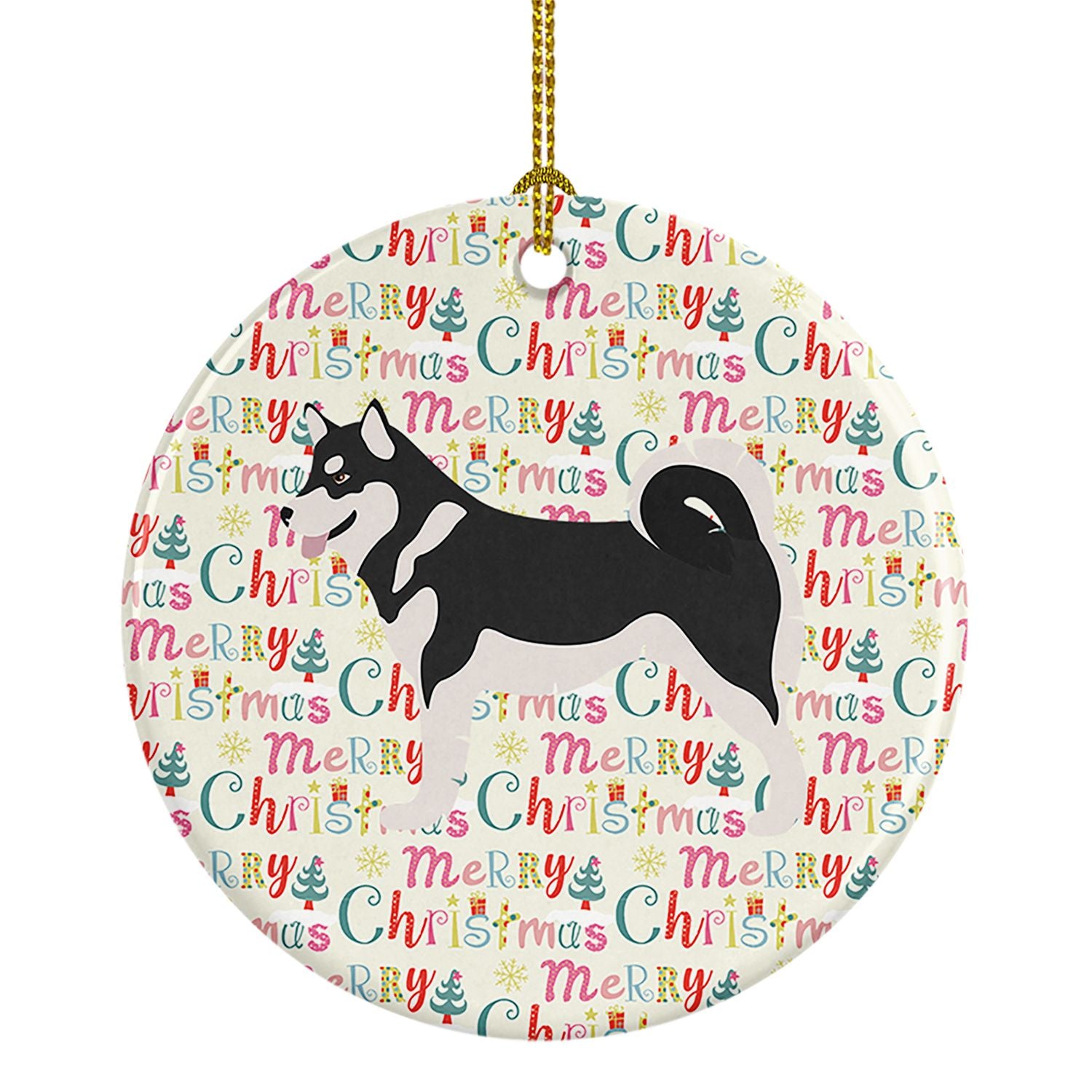 Alaskan Malamute Merry Christmas Ceramic Ornament Christmas Tree Hanging Decorations for Home Christmas Holiday, Party, Gift, 3 