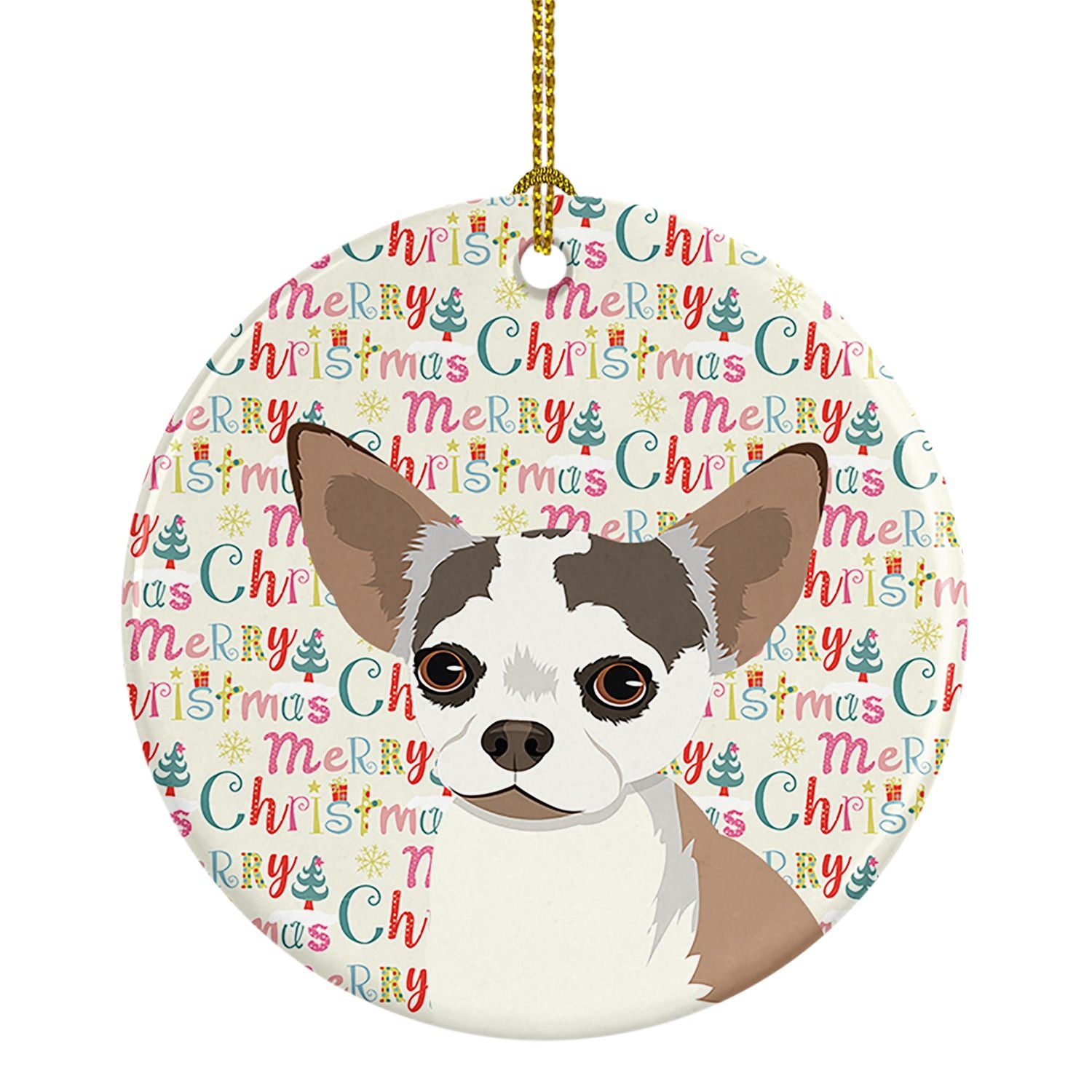 Chihuahua Merle Christmas Ceramic Ornament Christmas Tree Hanging Decorations for Home Christmas Holiday, Party, Gift, 3 in, Mul