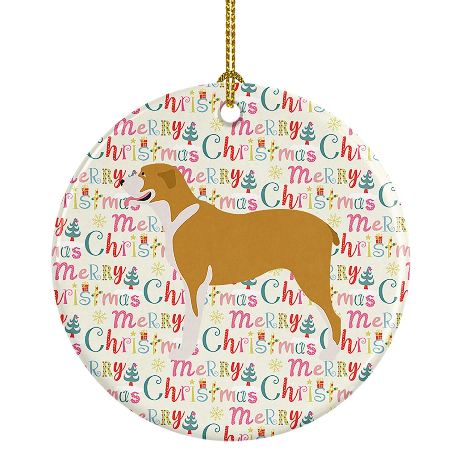 Belgium Mastiff Merry Christmas Ceramic Ornament Christmas Tree Hanging Decorations for Home Christmas Holiday, Party, Gift, 3 i