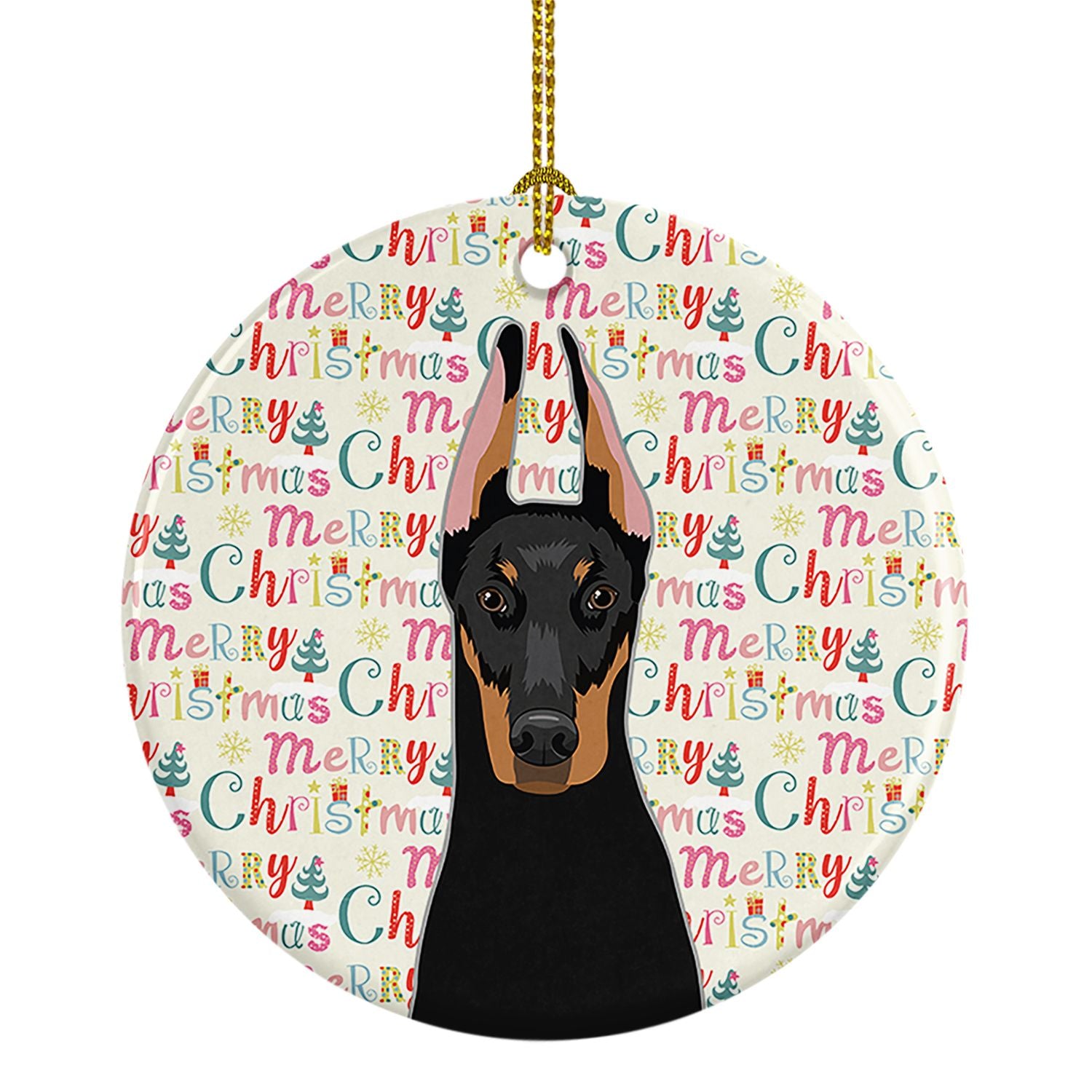 Doberman Pinscher Black and Rust Cropped Ears Christmas Ceramic Ornament Christmas Tree Hanging Decorations for Home Christmas H