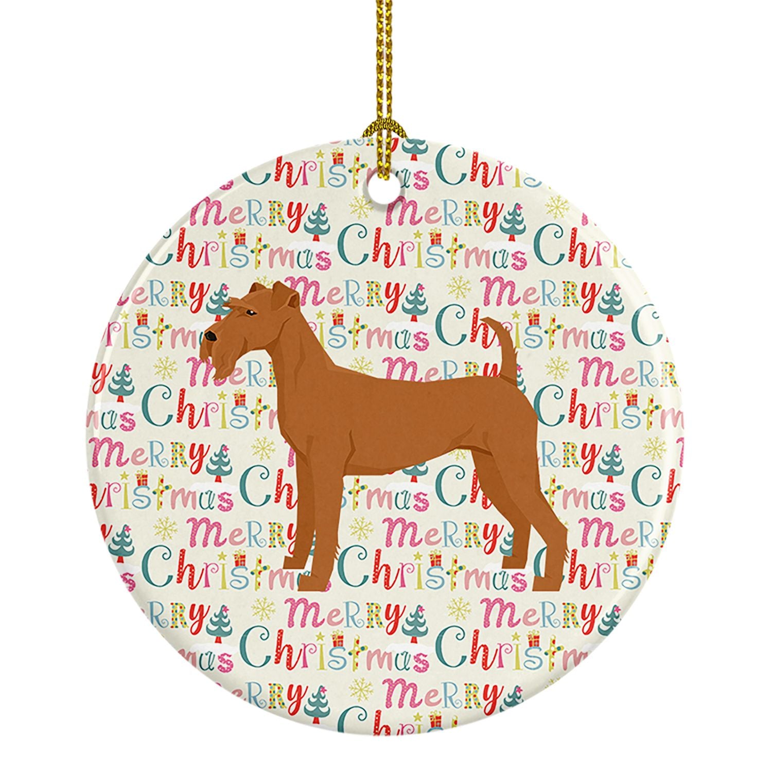 Irish Terrier Merry Christmas Ceramic Ornament Christmas Tree Hanging Decorations for Home Christmas Holiday, Party, Gift, 3 in,