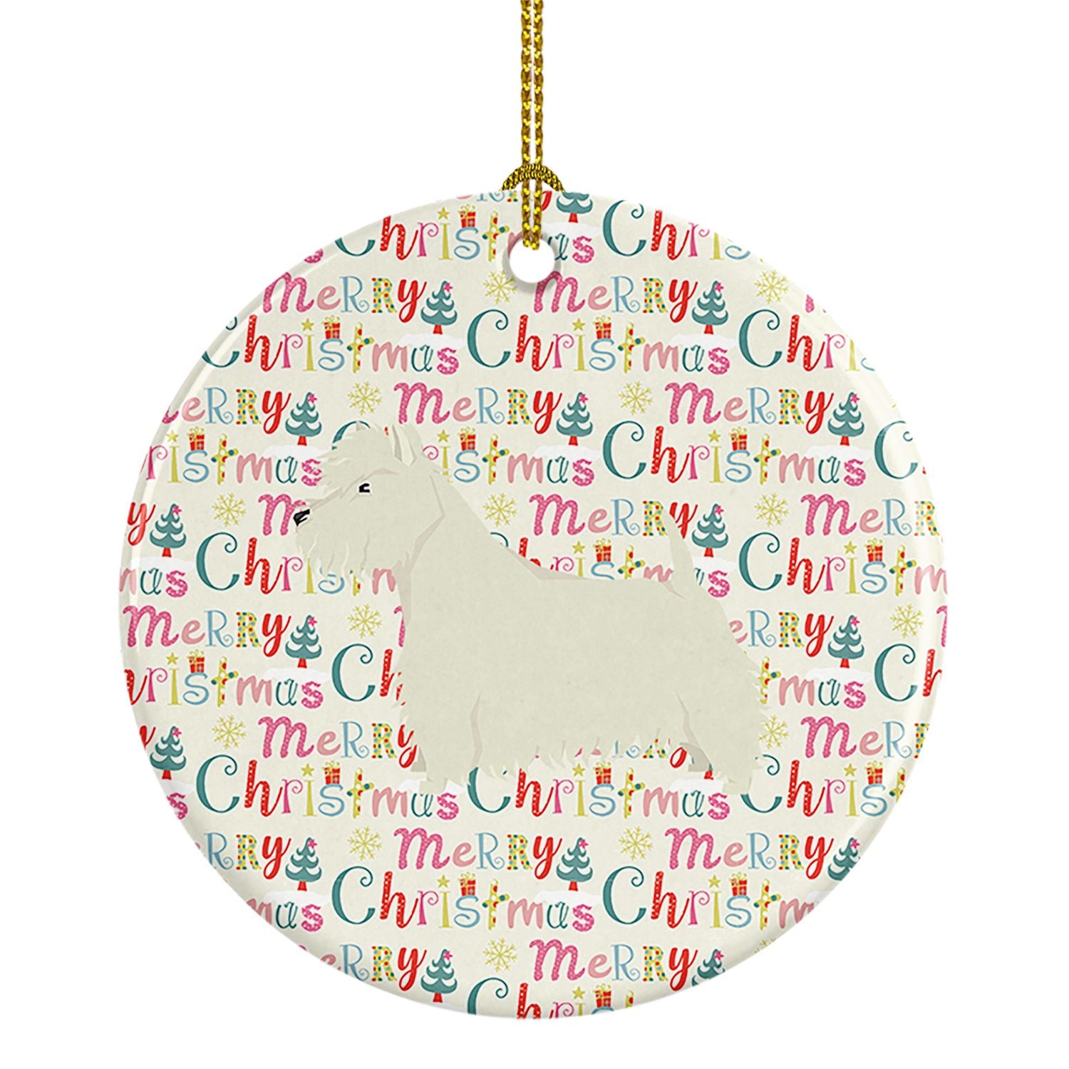Westie Merry Christmas Ceramic Ornament Christmas Tree Hanging Decorations for Home Christmas Holiday, Party, Gift, 3 in, Multic