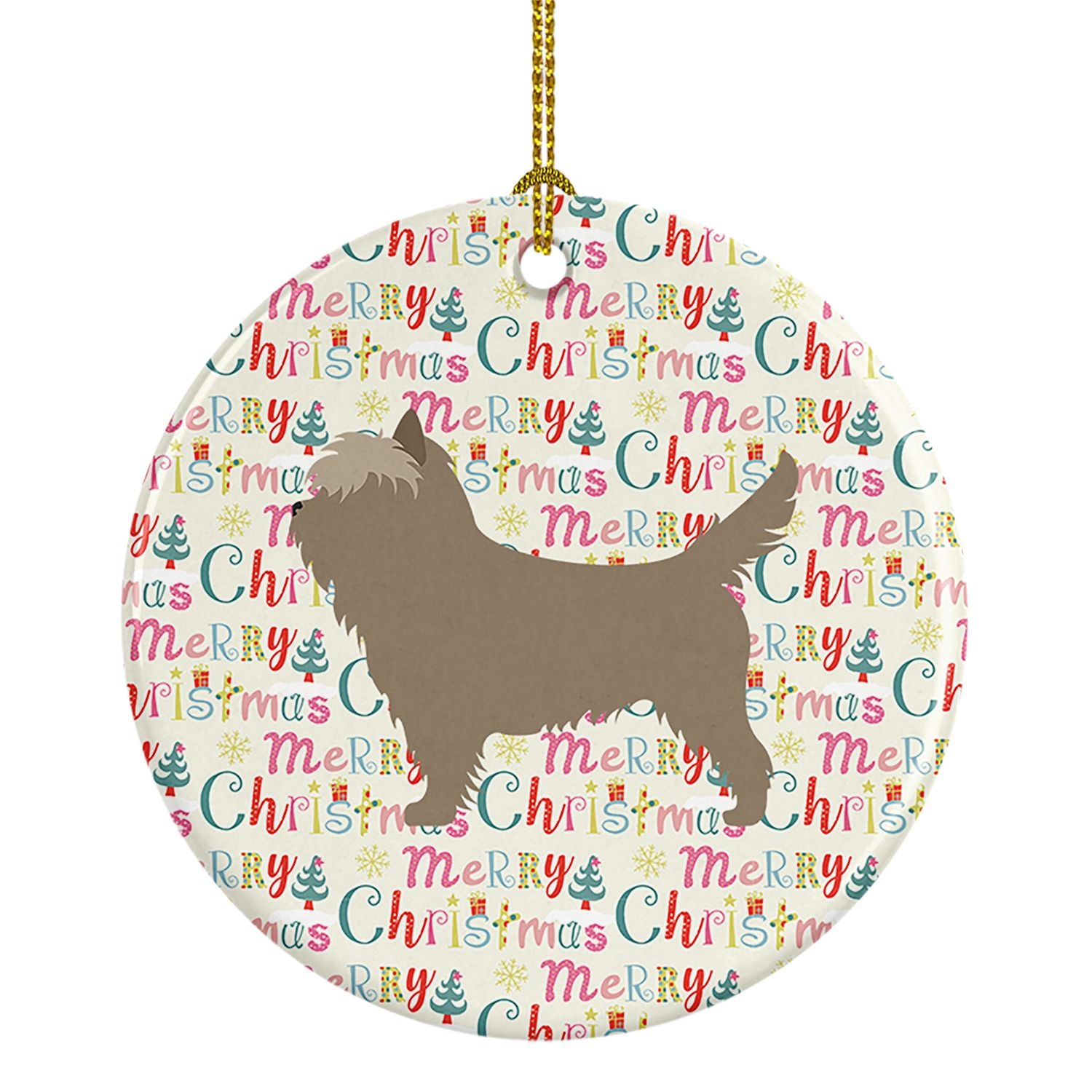 Cairn Terrier Merry Christmas Ceramic Ornament Christmas Tree Hanging Decorations for Home Christmas Holiday, Party, Gift, 3 in,