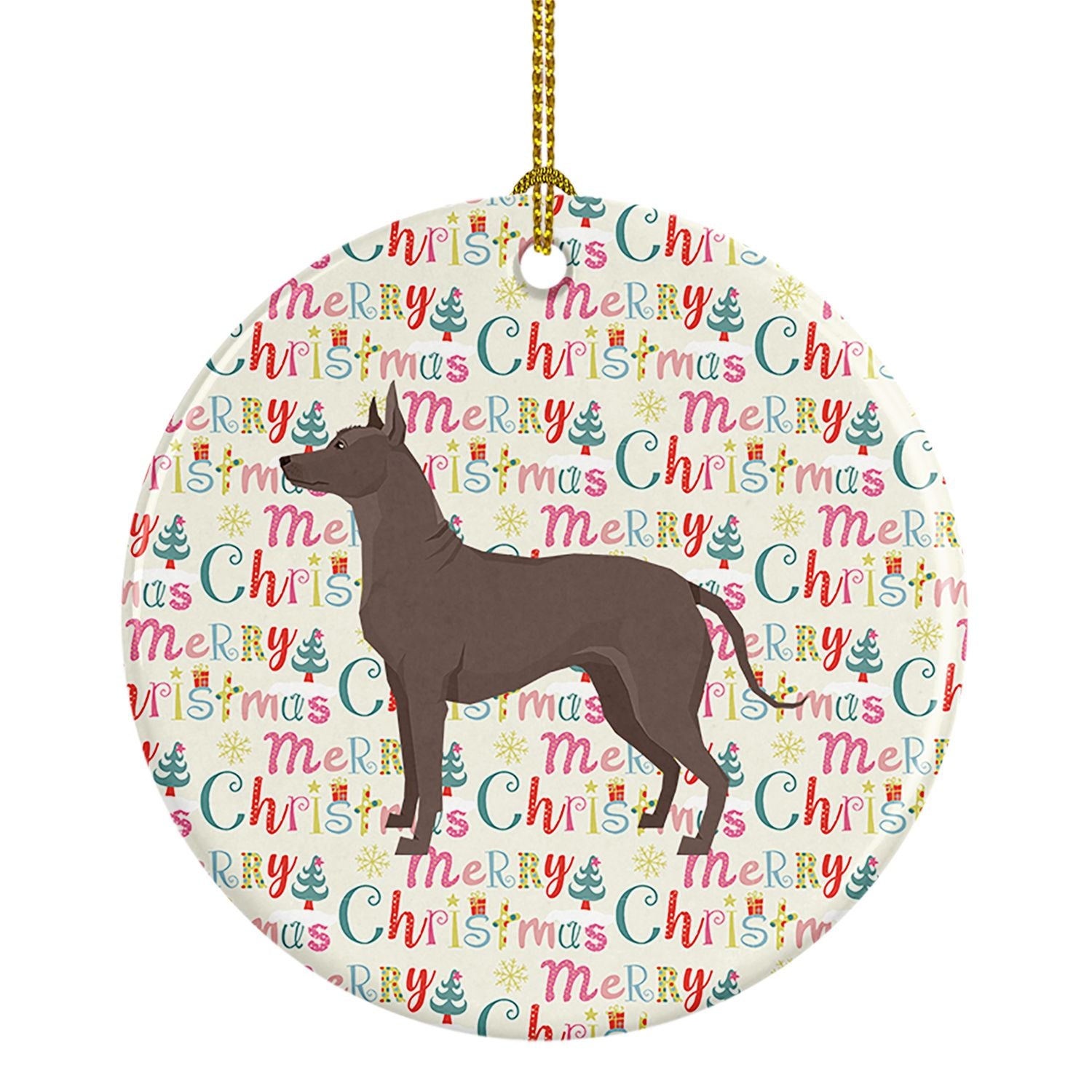 Mexican Hairless Dog Xolo Merry Christmas Ceramic Ornament Christmas Tree Hanging Decorations for Home Christmas Holiday, Party,