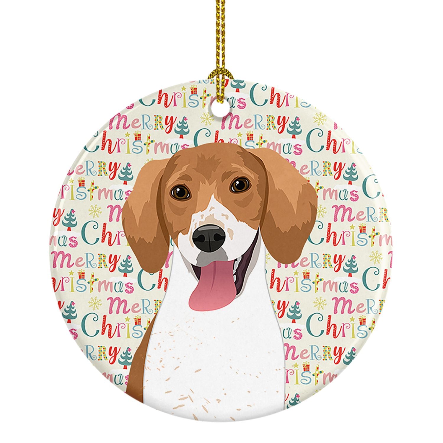 Beagle Red and White Red Ticked #2 Christmas Ceramic Ornament Christmas Tree Hanging Decorations for Home Christmas Holiday, Par