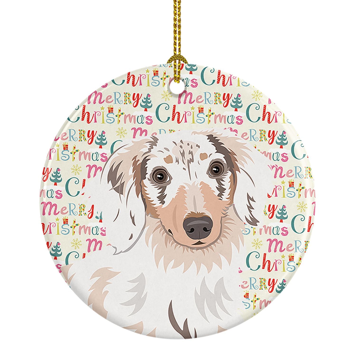 Chihuahua Dapple #2 Christmas Ceramic Ornament Christmas Tree Hanging Decorations for Home Christmas Holiday, Party, Gift, 3 in,