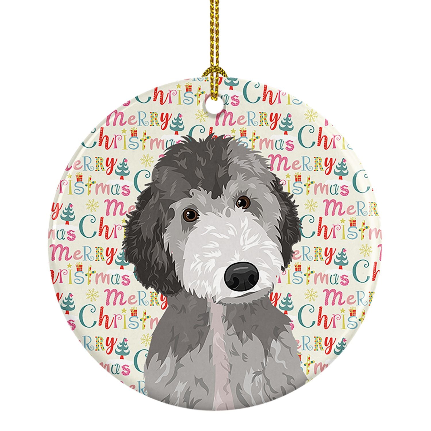 Doodle Silver #1 Christmas Ceramic Ornament Christmas Tree Hanging Decorations for Home Christmas Holiday, Party, Gift, 3 in, Mu