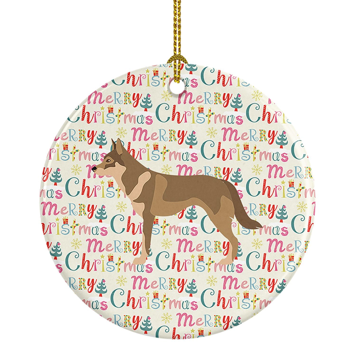 Czechoslovakian Wolfdog Merry Christmas Ceramic Ornament Christmas Tree Hanging Decorations for Home Christmas Holiday, Party, G