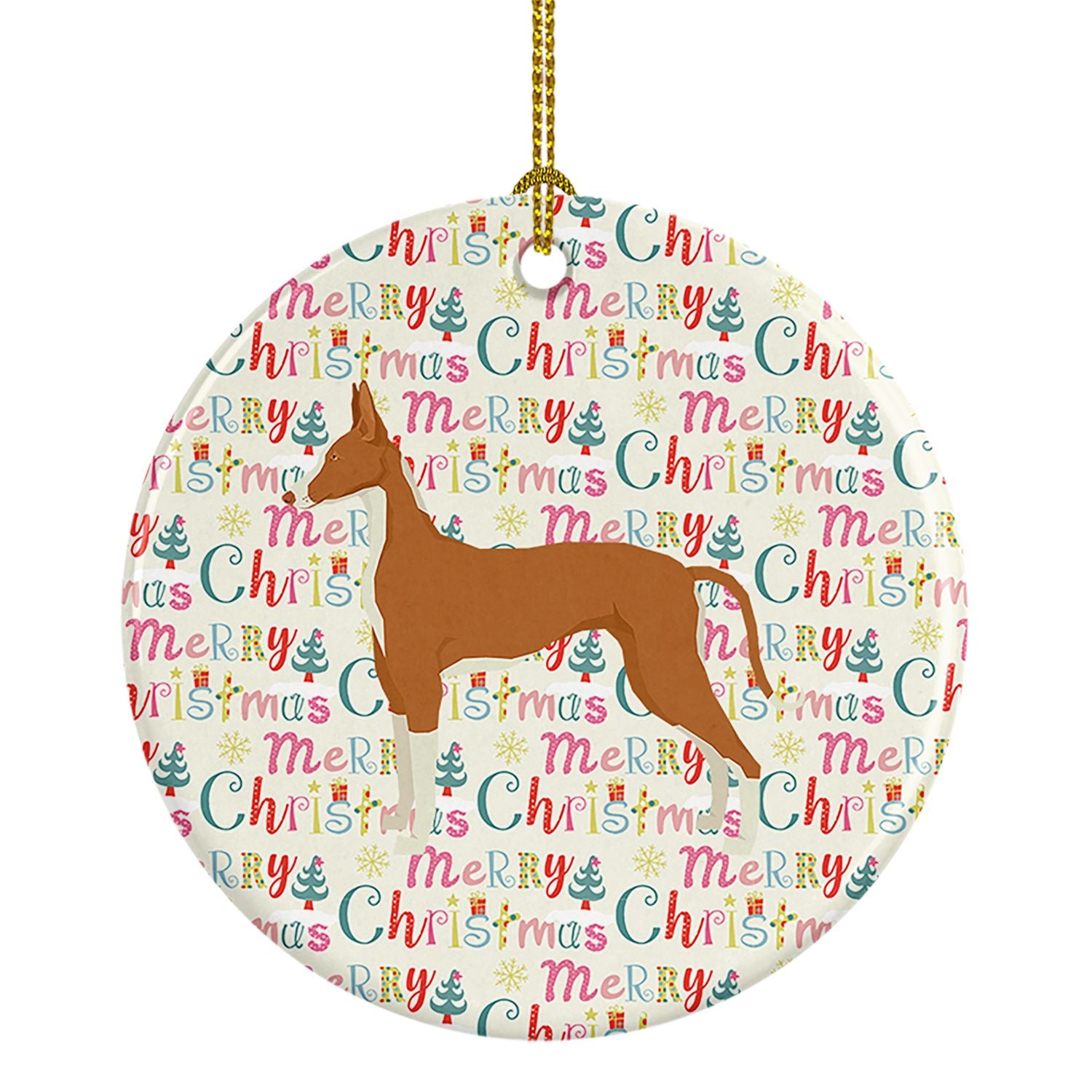 Ibizan Hound Merry Christmas Ceramic Ornament Christmas Tree Hanging Decorations for Home Christmas Holiday, Party, Gift, 3 in, 