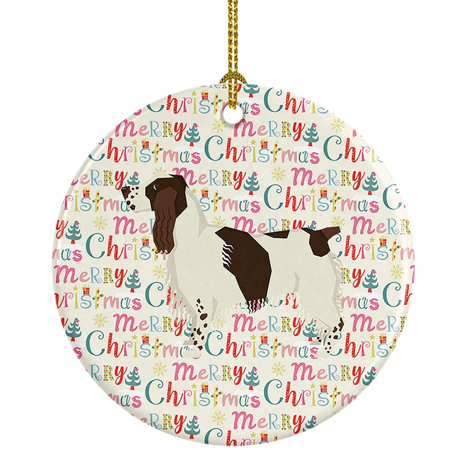 English Springer Spaniel Merry Christmas Ceramic Ornament Christmas Tree Hanging Decorations for Home Christmas Holiday, Party, 