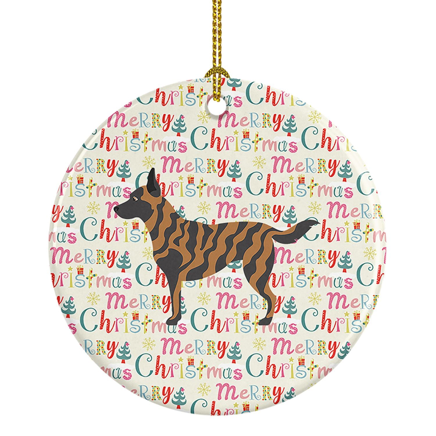 Dutch Shepherd Merry Christmas Ceramic Ornament Christmas Tree Hanging Decorations for Home Christmas Holiday, Party, Gift, 3 in