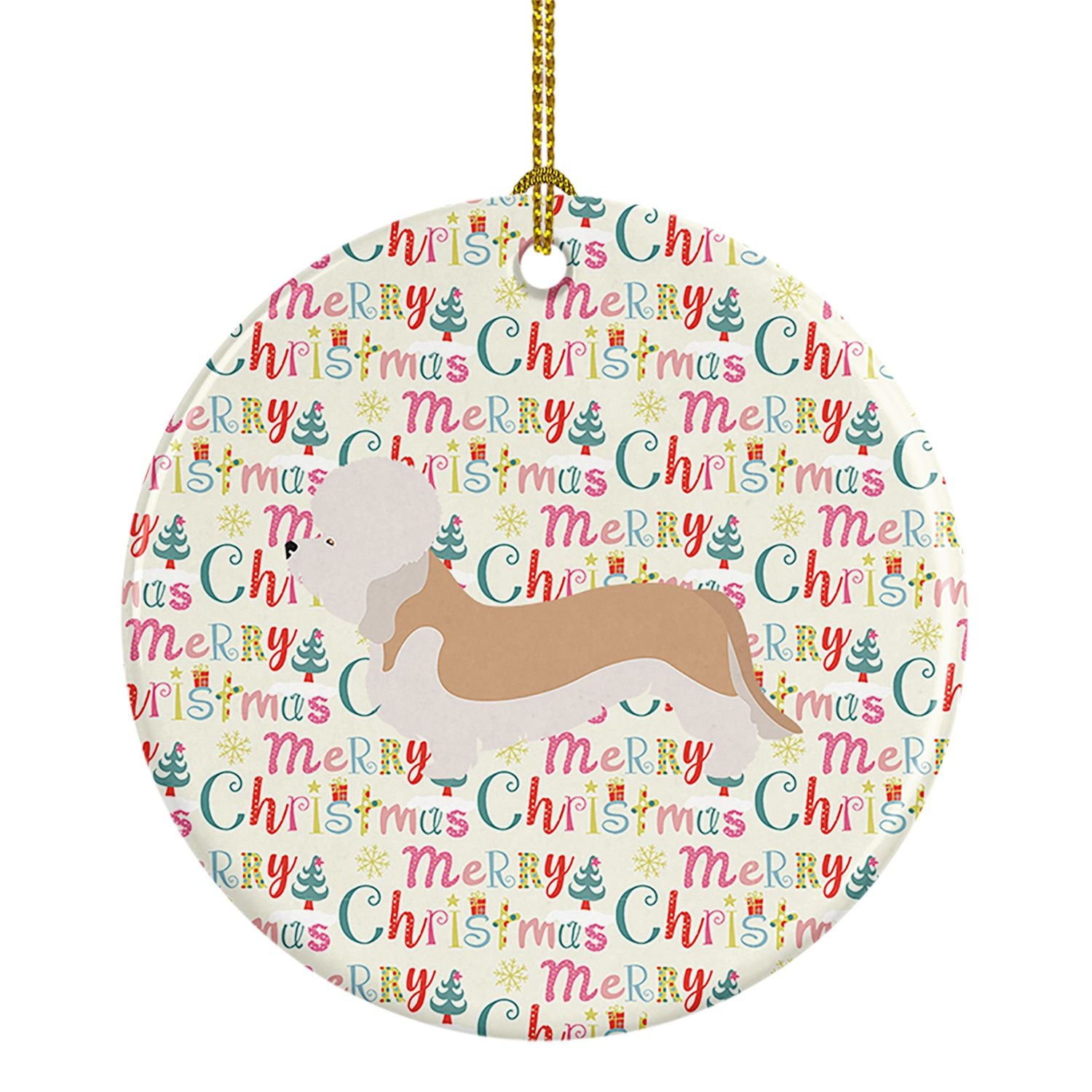Dandie Dinmont Terrier Merry Christmas Ceramic Ornament Christmas Tree Hanging Decorations for Home Christmas Holiday, Party, Gi