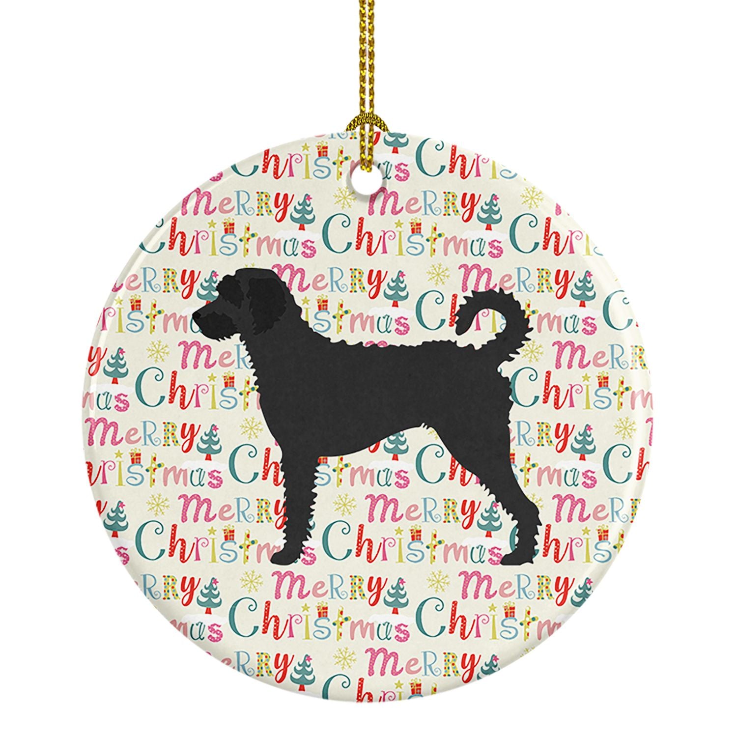 Labradoodle Merry Christmas Ceramic Ornament Christmas Tree Hanging Decorations for Home Christmas Holiday, Party, Gift, 3 in, M