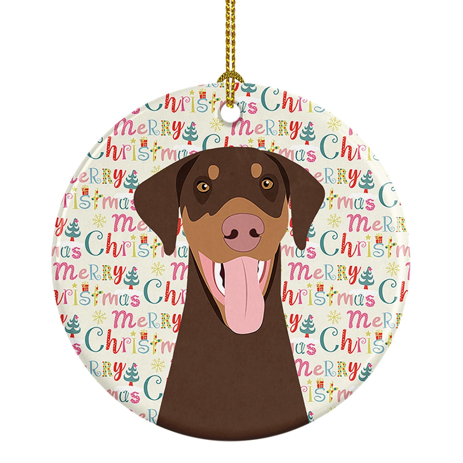Doberman Pinscher Red and Rust Natural Ears #1 Christmas Ceramic Ornament Christmas Tree Hanging Decorations for Home Christmas 