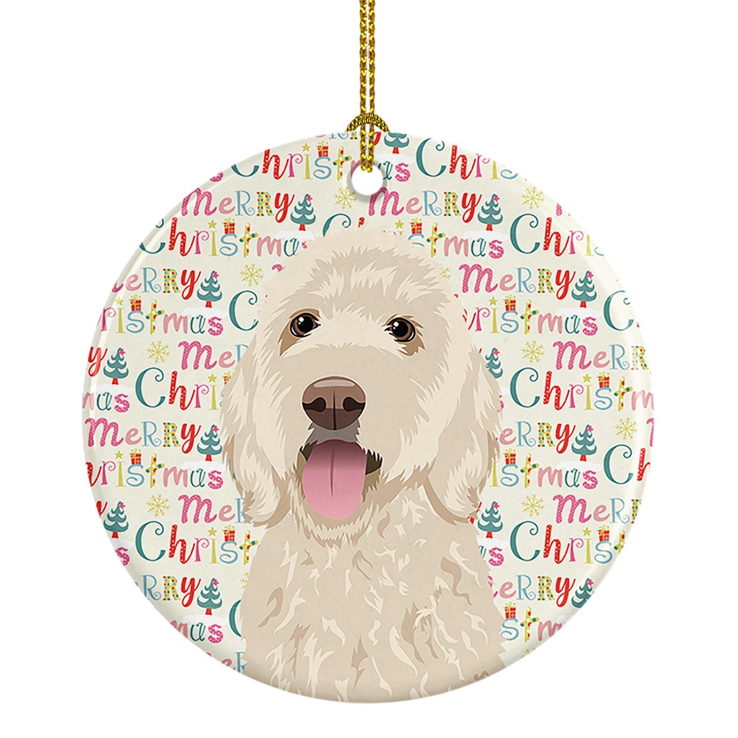 Doodle Cream #5 Christmas Ceramic Ornament Christmas Tree Hanging Decorations for Home Christmas Holiday, Party, Gift, 3 in, Mul