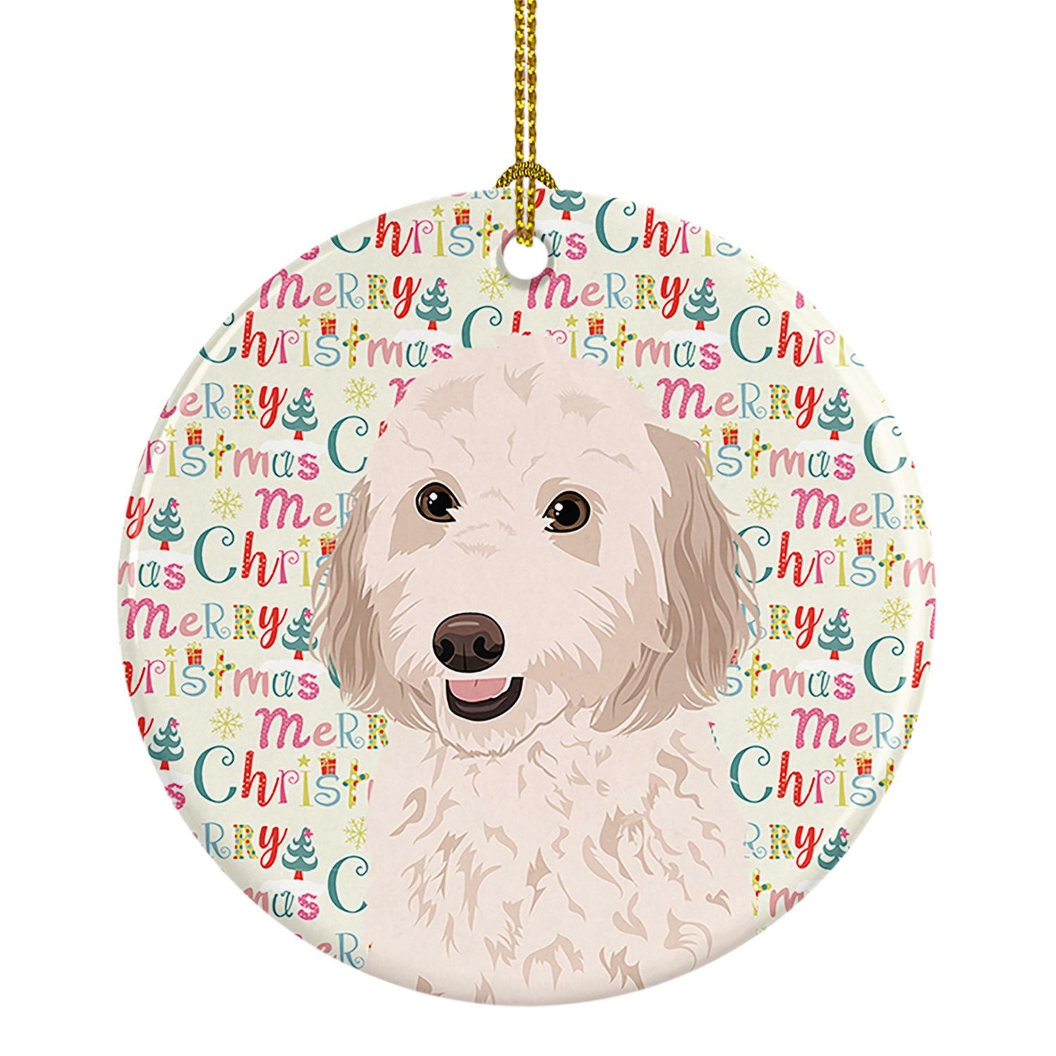 Doodle Cream #1 Christmas Ceramic Ornament Christmas Tree Hanging Decorations for Home Christmas Holiday, Party, Gift, 3 in, Mul