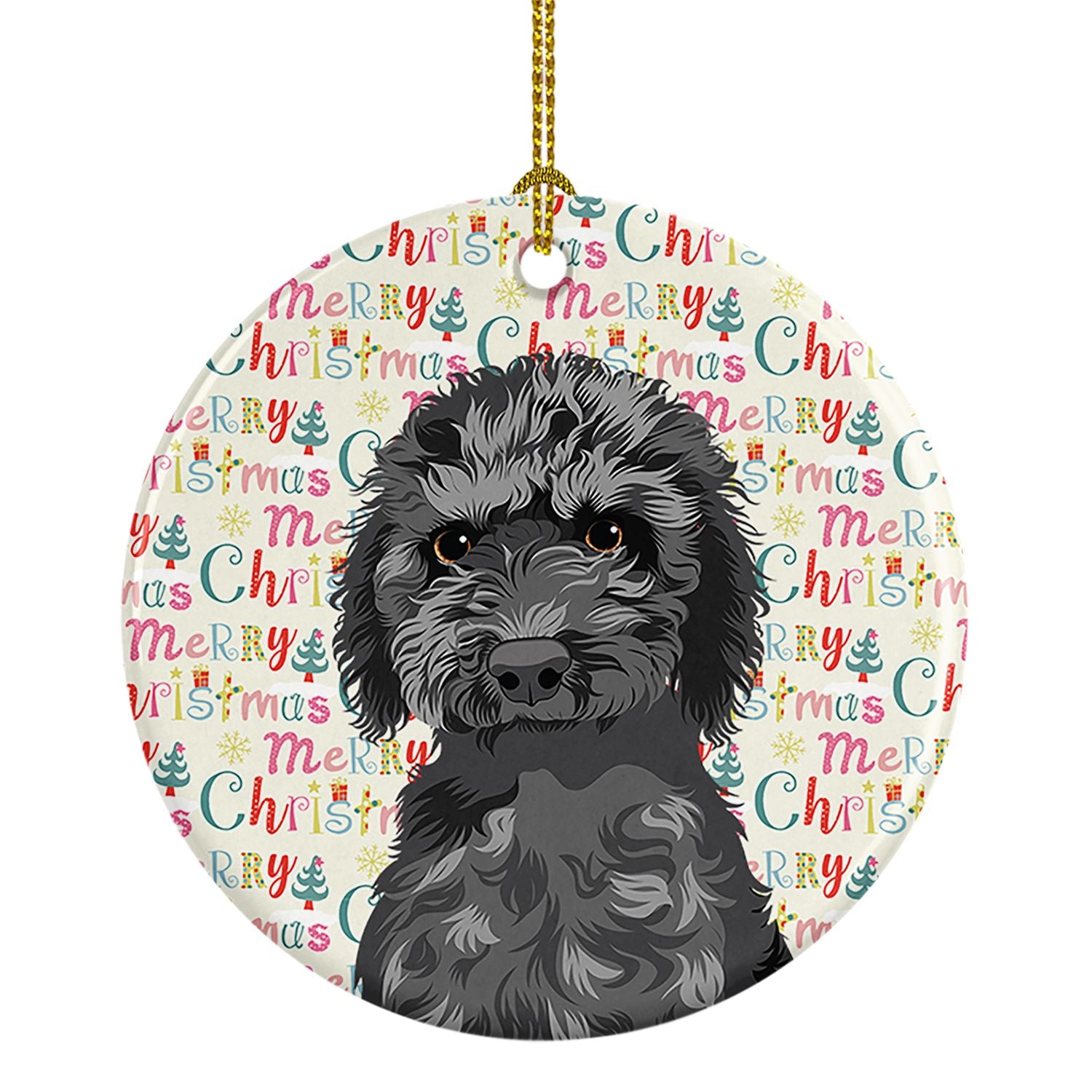 Doodle Black #2 Christmas Ceramic Ornament Christmas Tree Hanging Decorations for Home Christmas Holiday, Party, Gift, 3 in, Mul