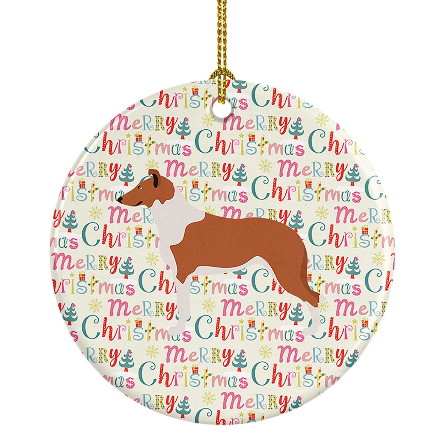 Smooth Collie Merry Christmas Ceramic Ornament Christmas Tree Hanging Decorations for Home Christmas Holiday, Party, Gift, 3 in,