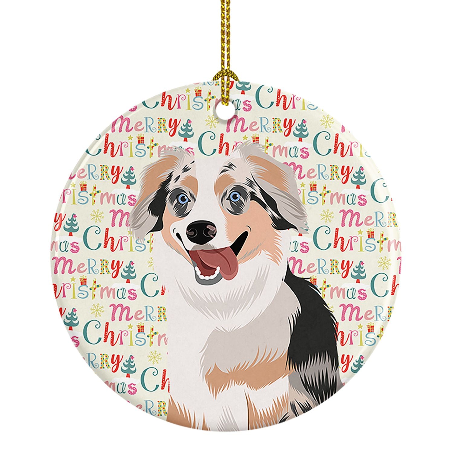 Australian Shepherd Blue Merle Puppy #1 Christmas Ceramic Ornament Christmas Tree Hanging Decorations for Home Christmas Holiday