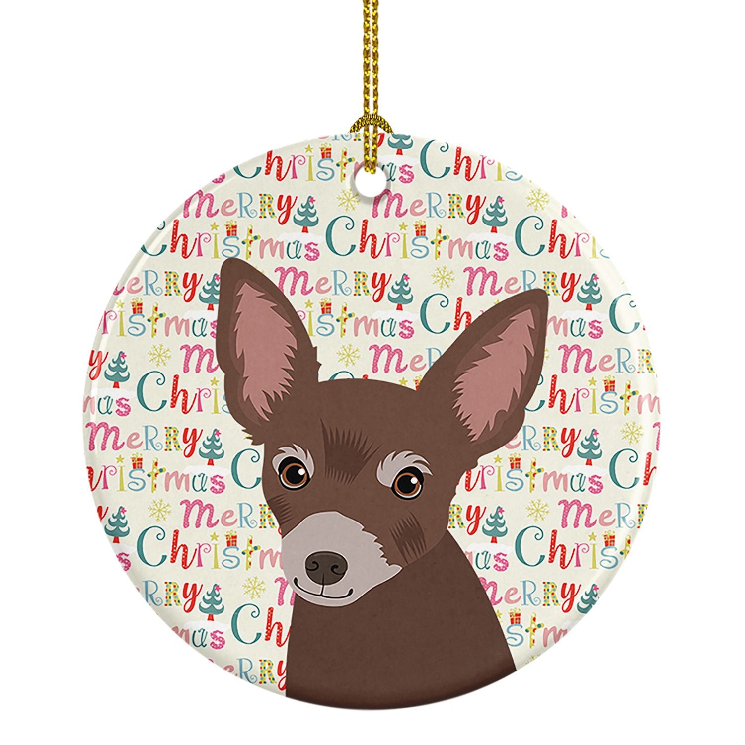 Chihuahua Chocolate #2 Christmas Ceramic Ornament Christmas Tree Hanging Decorations for Home Christmas Holiday, Party, Gift, 3 